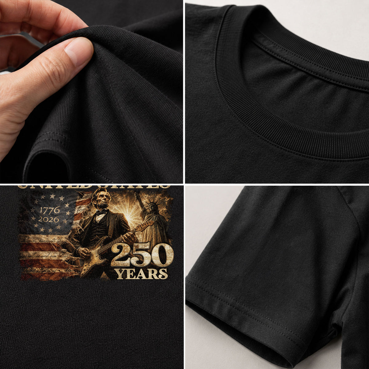 1776-2026 Patriotic Historical Graphic T Shirt - Lincoln Unisex Casual Wear Tee - Rust Field Wear