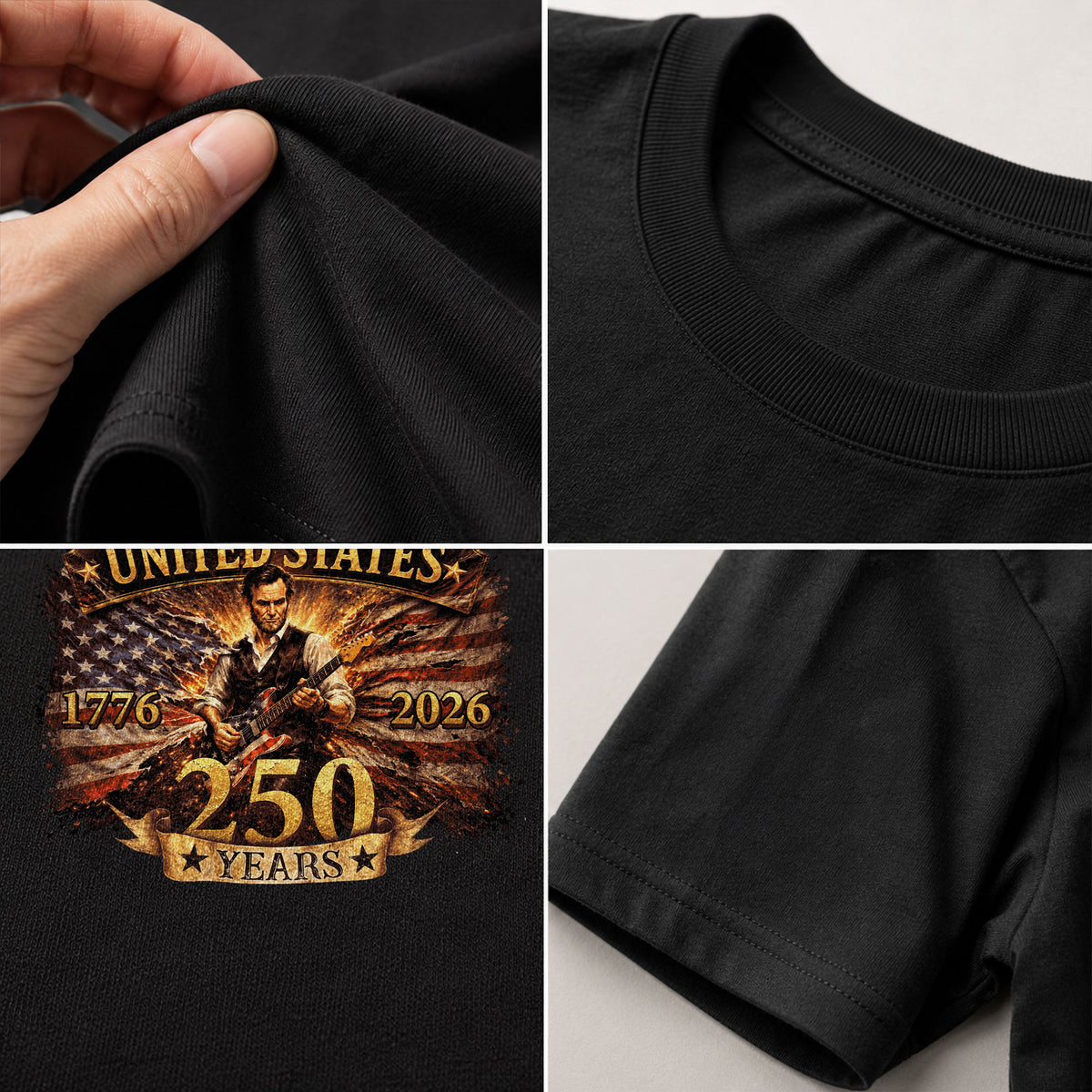 250 Years Anniversary Lincoln America T Shirt Patriotic 1776 2026 Graphic Unisex Tee - Rust Field Wear