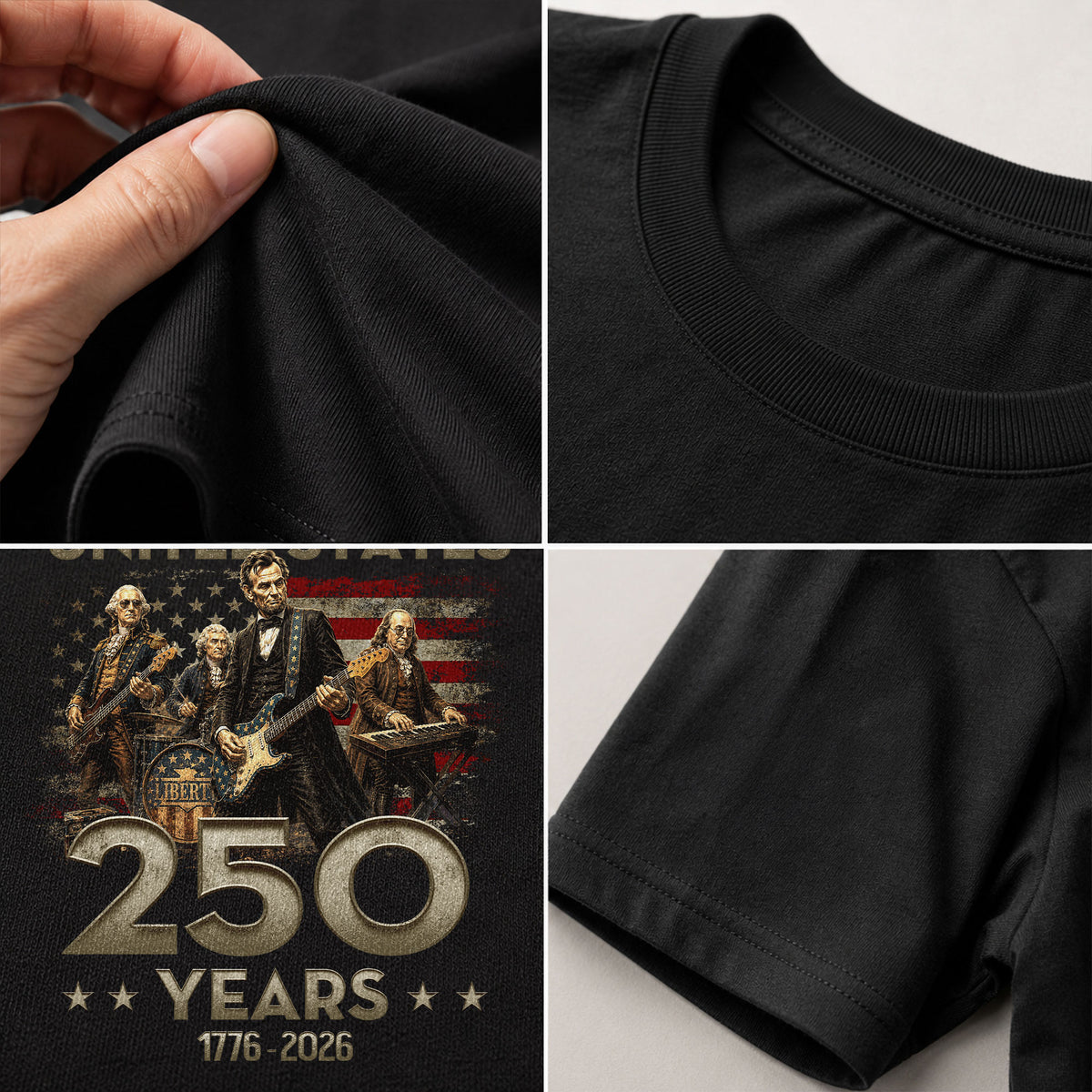 1776-2026 Presidents Band Graphic T Shirt - Lincoln Patriotic Unisex Summer Tee - Rust Field Wear