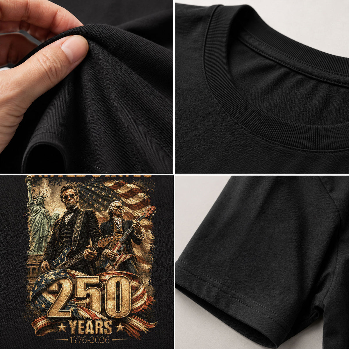 Patriotic 1776-2026 Presidents T Shirt - Lincoln Washington Graphic Unisex Top Item - Rust Field Wear