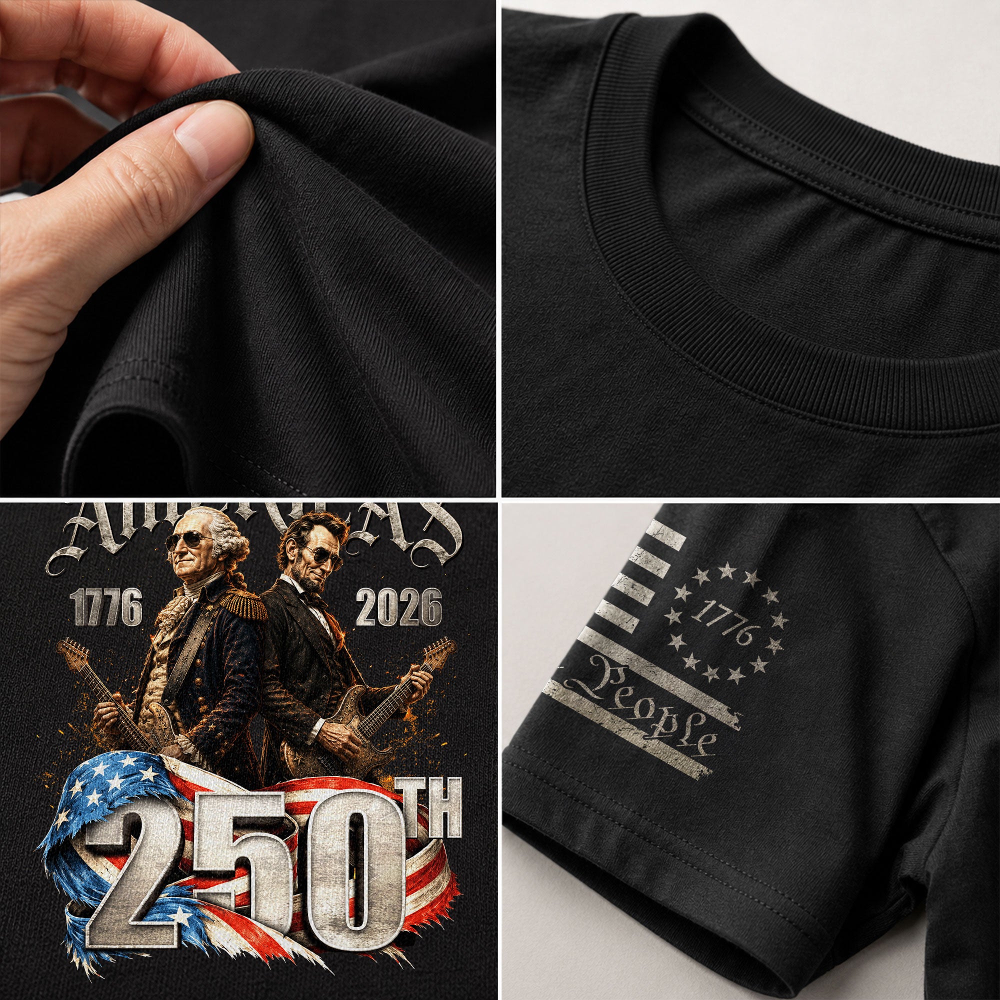 Washington Lincoln Guitar T-Shirt 1776-2026 Historical Patriotic Graphic Tee Anniversary Gift - Rust Field Wear