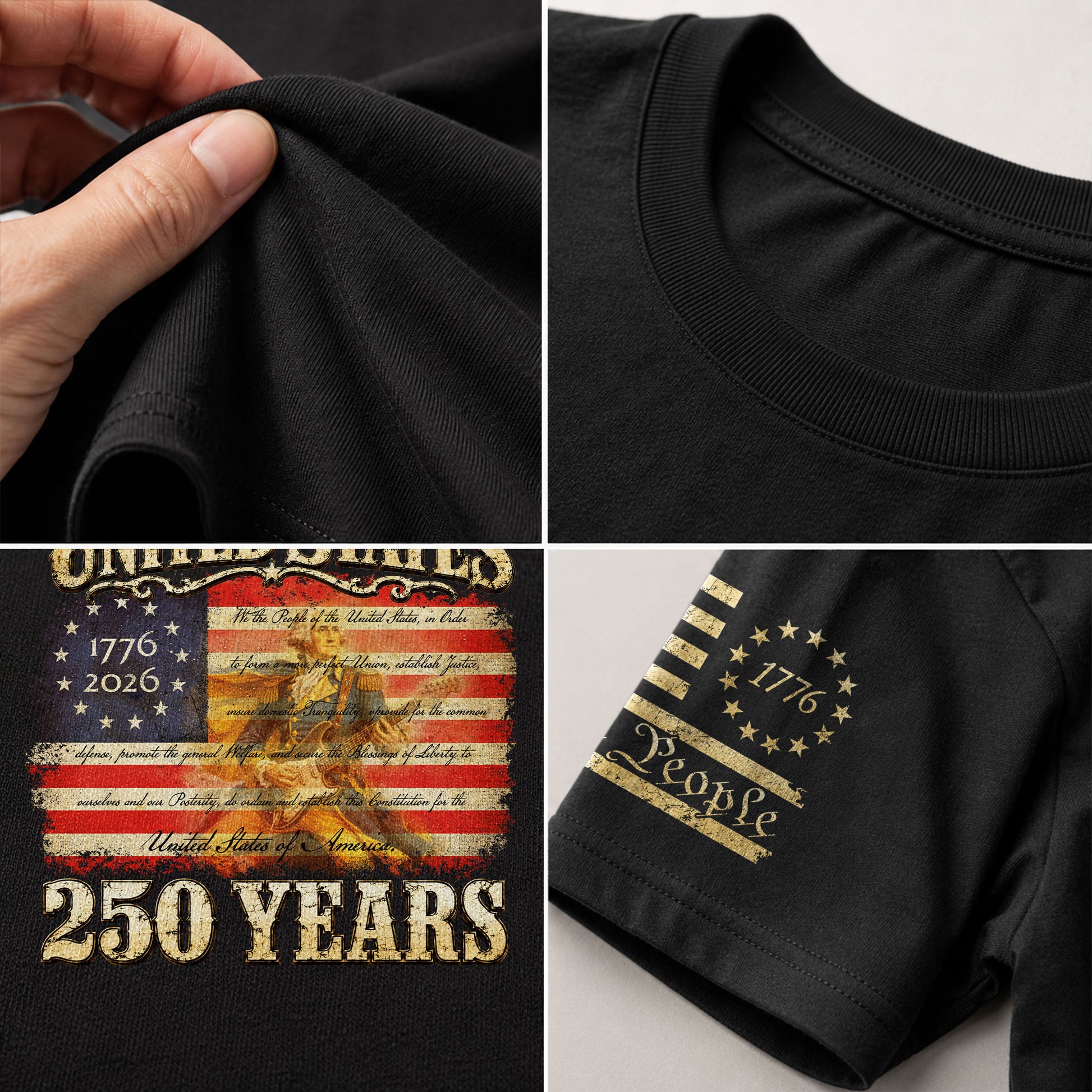 Constitution George Washington Guitar Shirt 1776-2026 Patriotic Graphic Tee Anniversary - Rust Field Wear