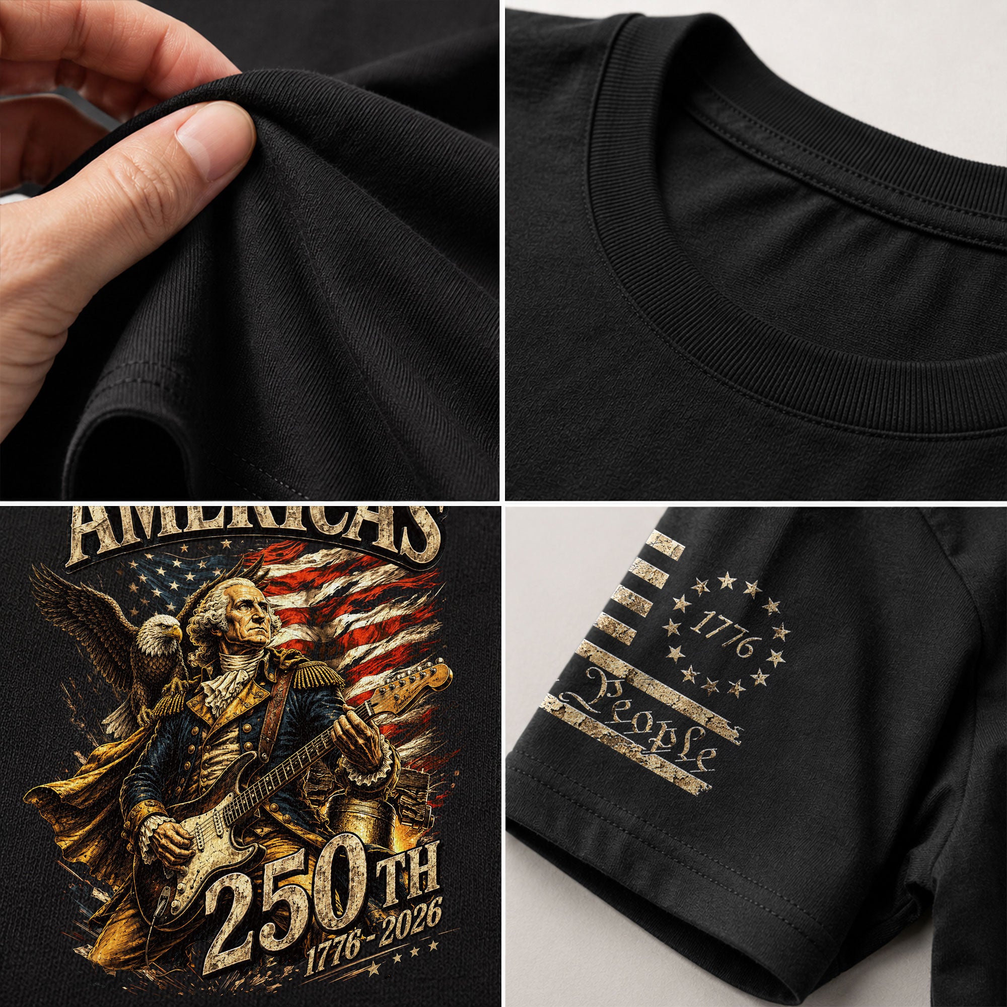 Eagle George Washington Guitar Shirt 1776-2026 Patriotic Graphic Tee Anniversary Gift - Rust Field Wear