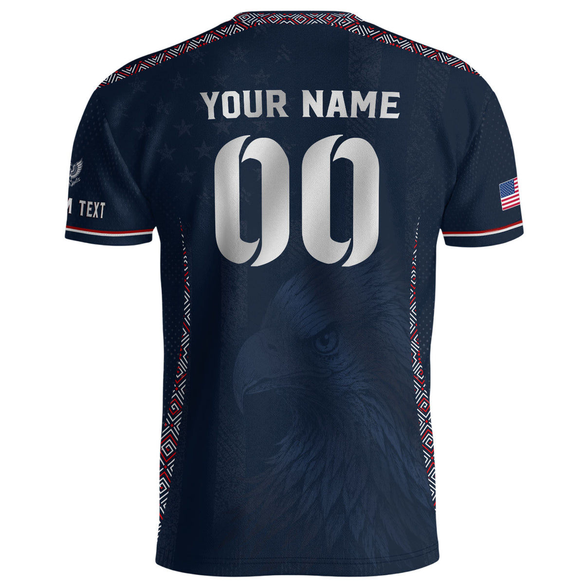 Personalized Adult USA Soccer Jersey Navy Blue Patriotic American Eagle Football Shirt - Rust Field Wear