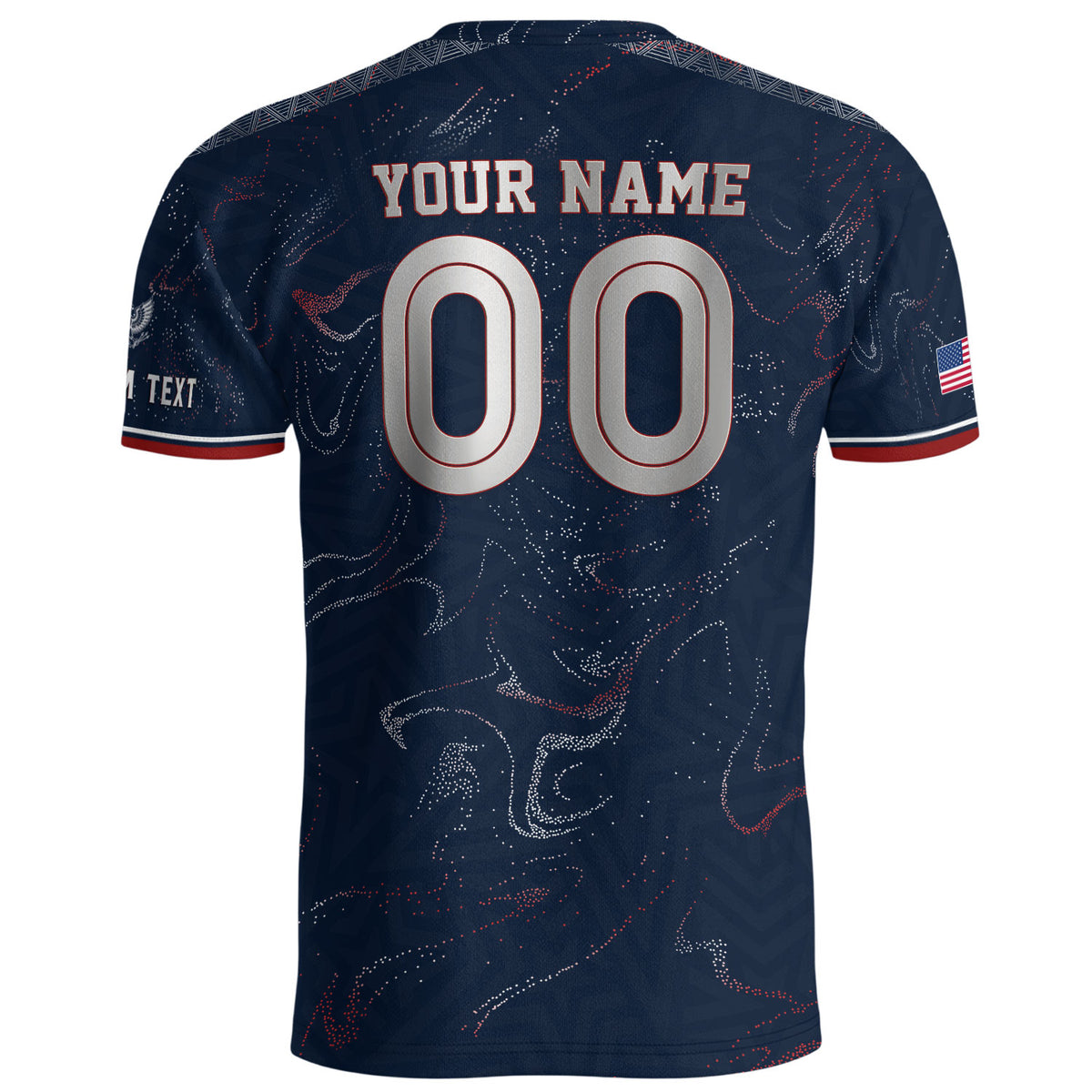 Custom Adult USA Soccer Jersey Navy Blue Patriotic American Flag Marble Football Shirt - Rust Field Wear