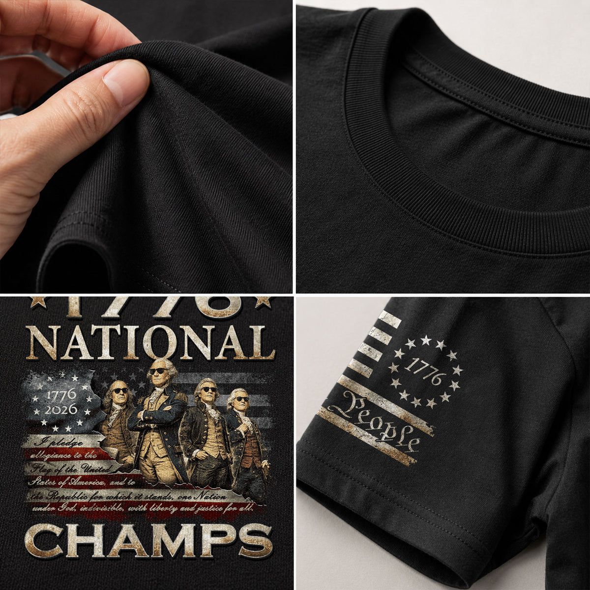 1776 National Champs T-Shirt Patriotic US Founding Fathers Fourth of July Graphic Tee - Rust Field Wear