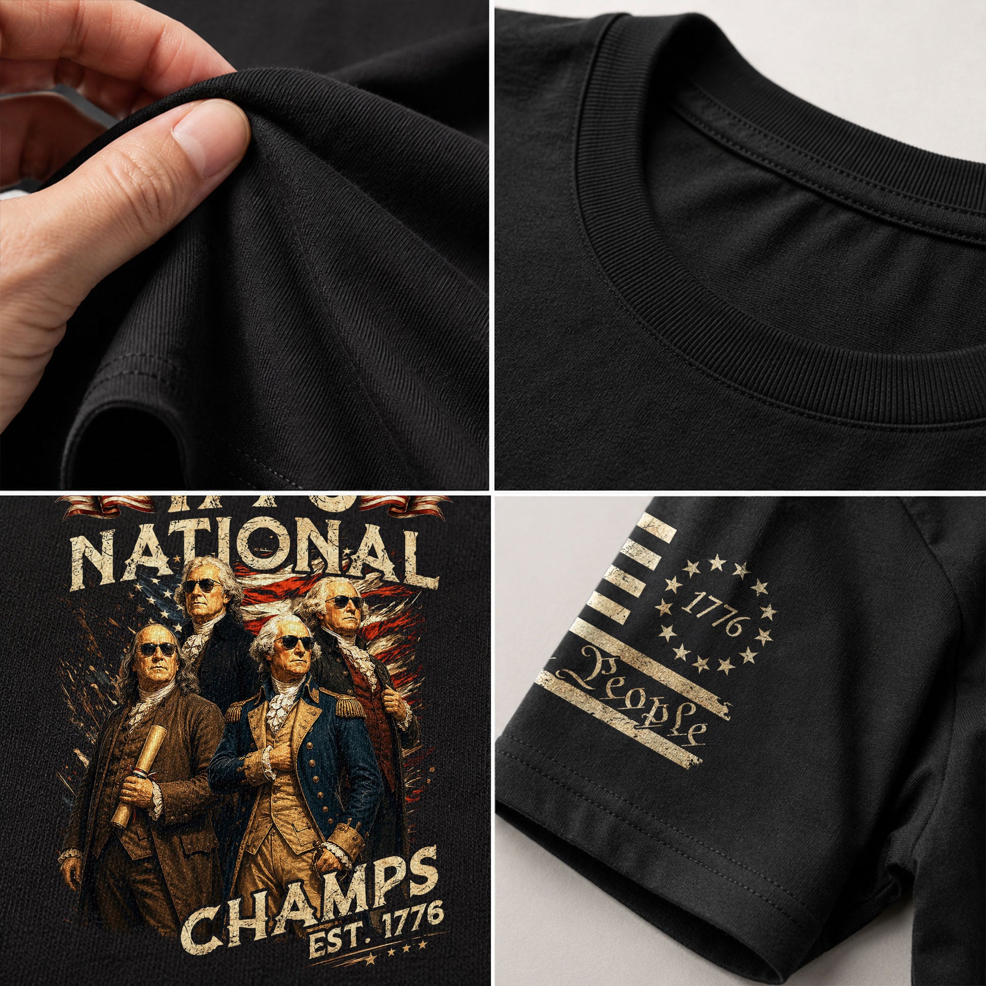 1776 National Champs T-Shirt Patriotic Founding Fathers 4th of July Vintage Graphic Tee - Rust Field Wear