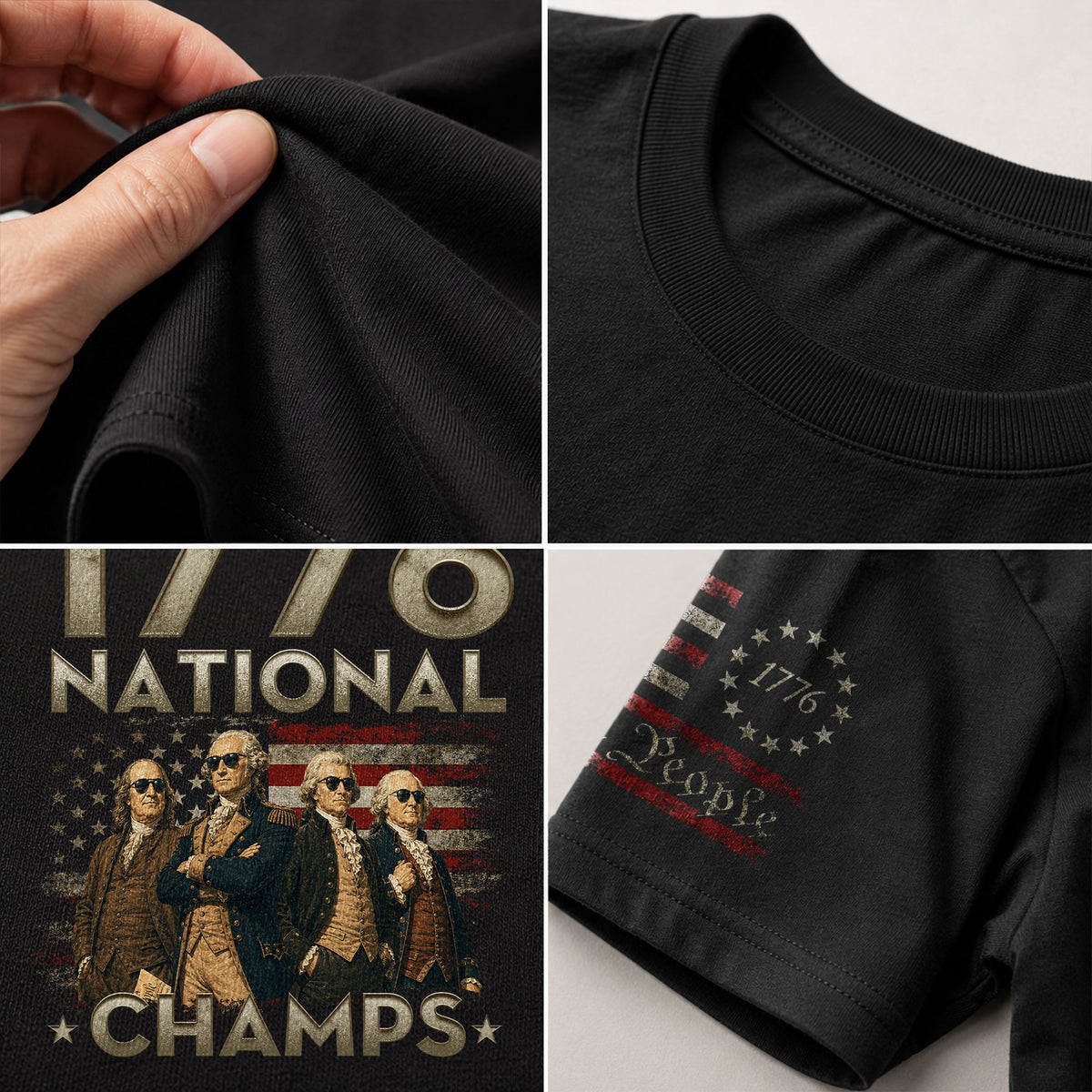 1776 National Champs Shirt Retro Independence Day American Pride Men Cool Graphic Tee - Rust Field Wear