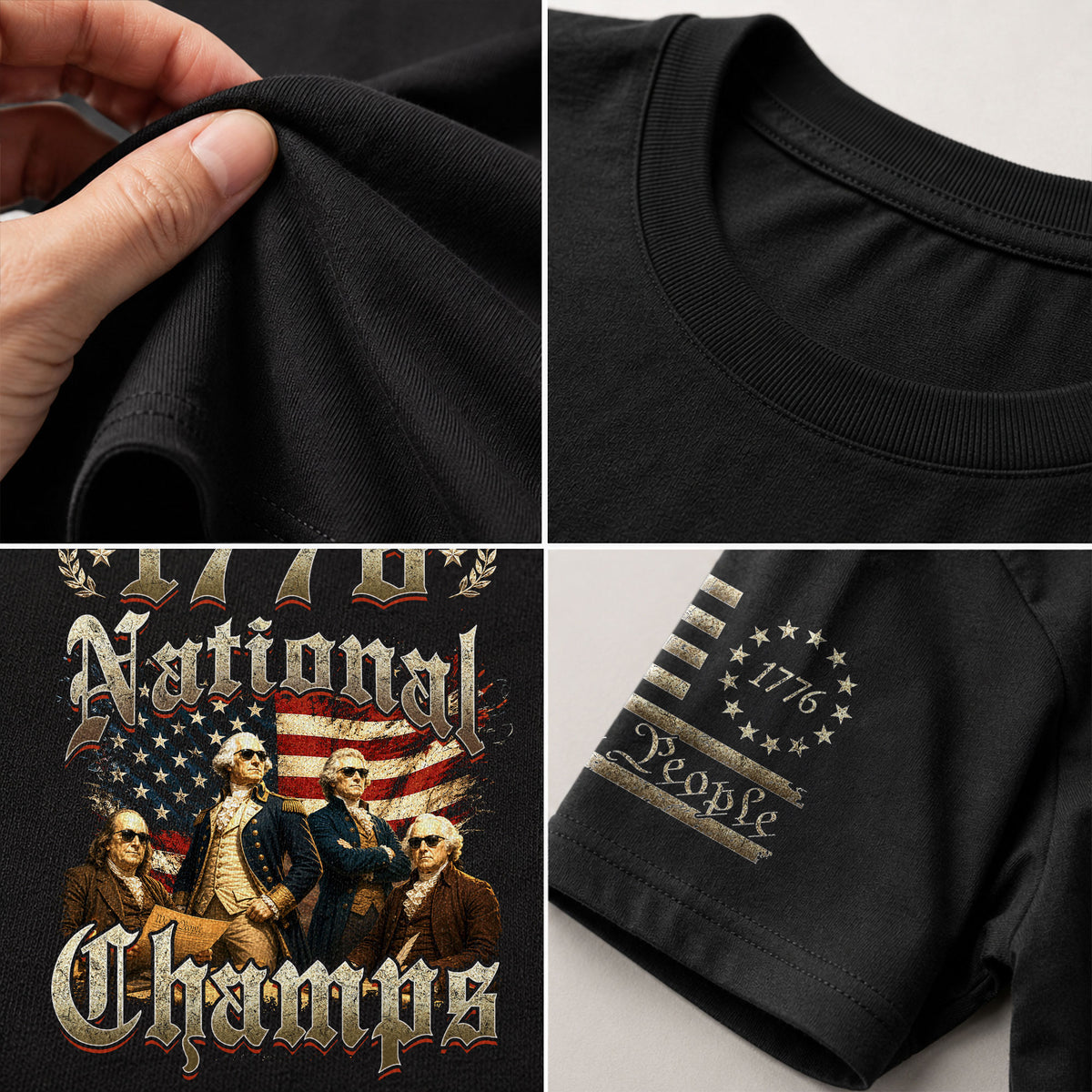 1776 National Champs T-Shirt Vintage US Founding Fathers Patriotic 4th of July Graphic Tee - Rust Field Wear