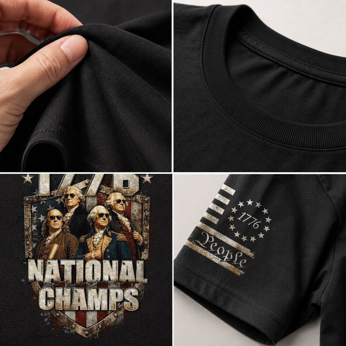 1776 National Champs Shirt Retro Patriotic Shield American Pride Independence Day Graphic Tee - Rust Field Wear