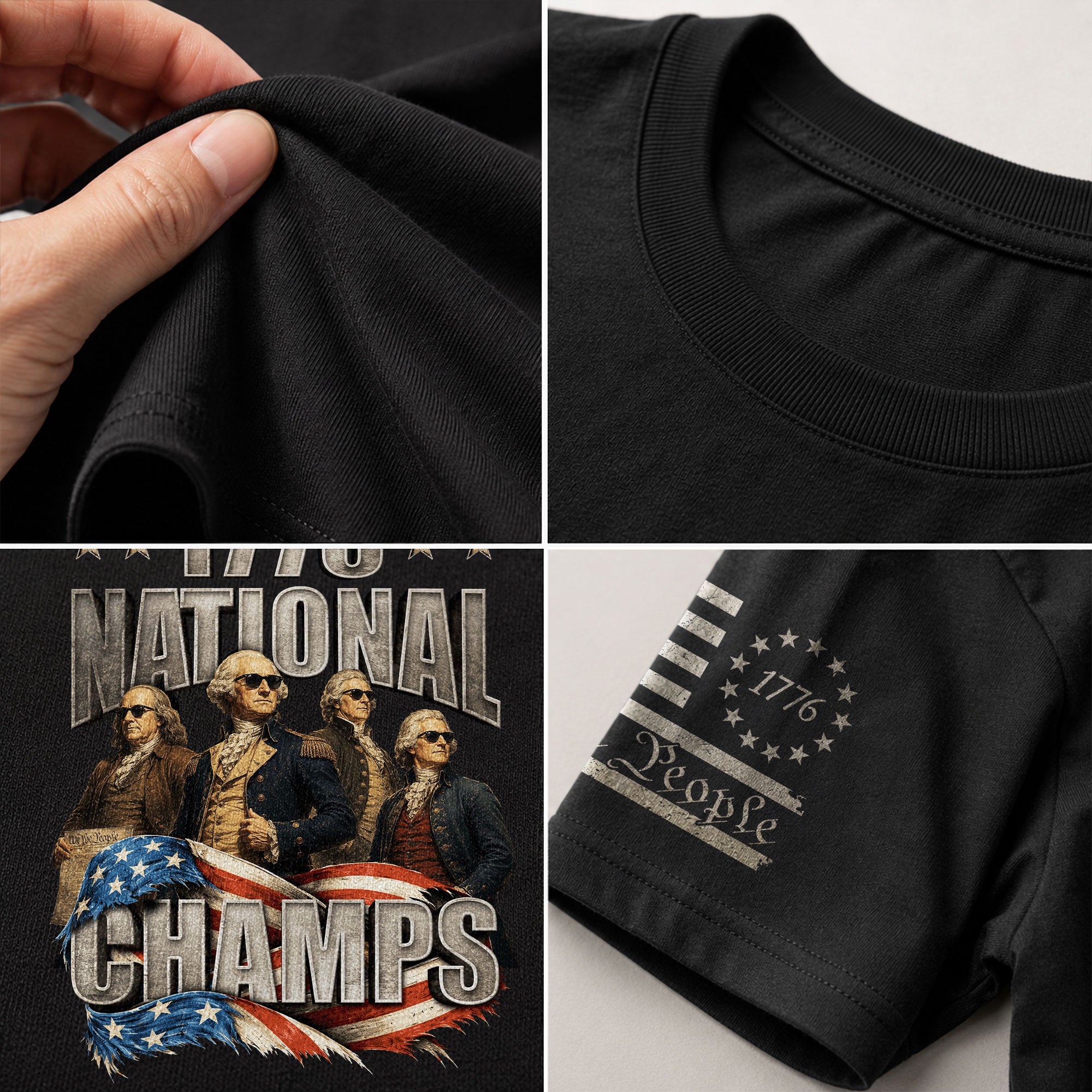 1776 National Champs T-Shirt Waving Flag US Founding Fathers Patriotic 4th of July Tee - Rust Field Wear