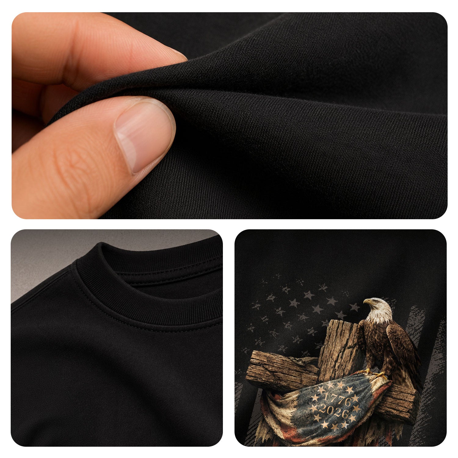 Patriotic JESUSAVES 1776-2026 Eagle T-Shirt American Flag Design - Versatile Apparel - Rust Field Wear