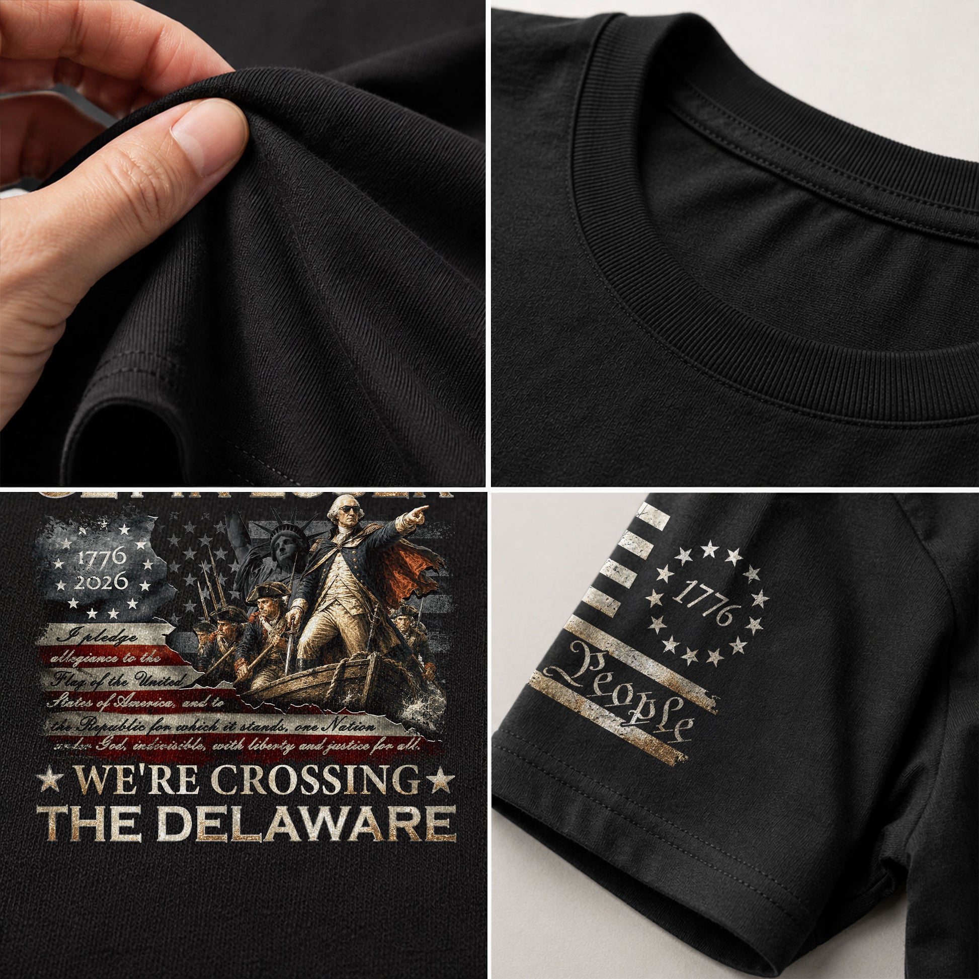 The Delaware Crossing Patriotic Tee - Historic 1776-2026 Commemorative Cotton Apparel - Rust Field Wear