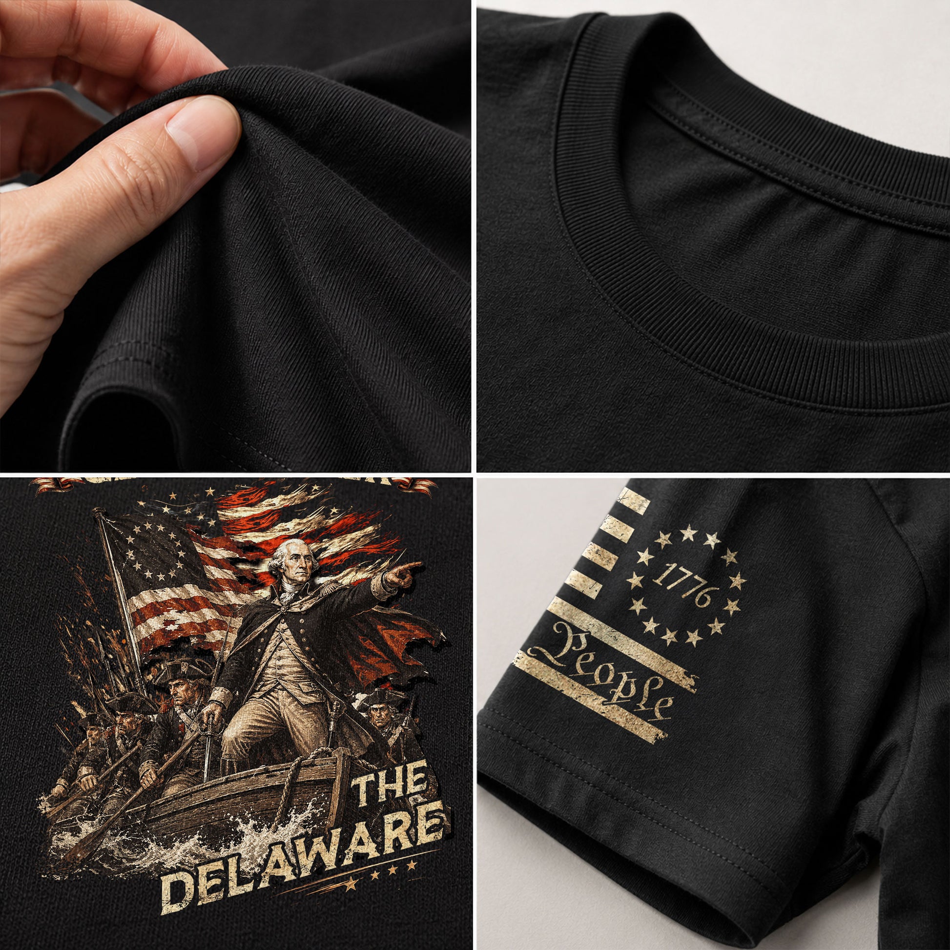 The Delaware Crossing Graphic Tee - Vintage Patriotic George Washington Cotton Shirt - Rust Field Wear