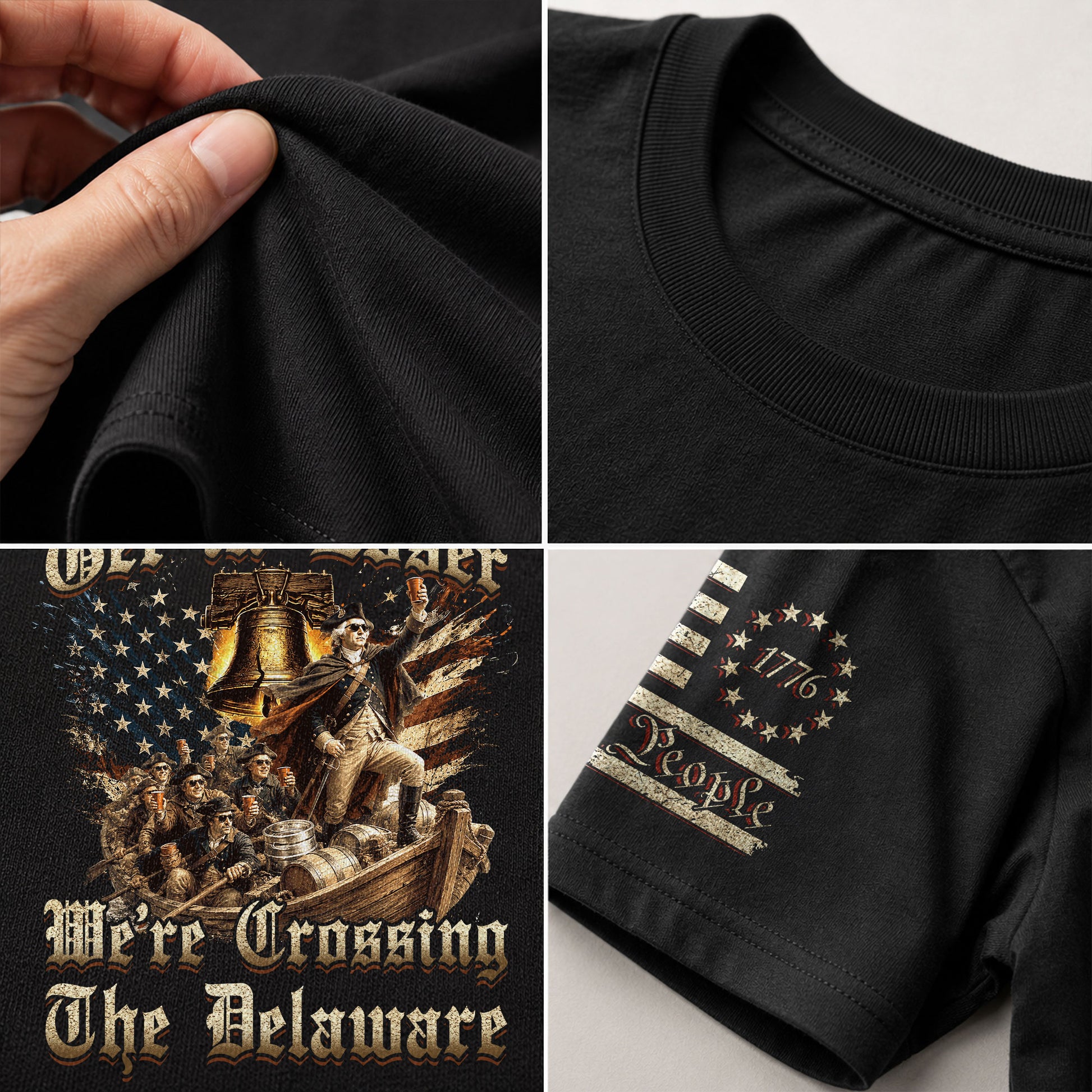The Delaware Is Calling Graphic Tee - Funny Patriotic Historical George Washington Cotton Shirt - Rust Field Wear
