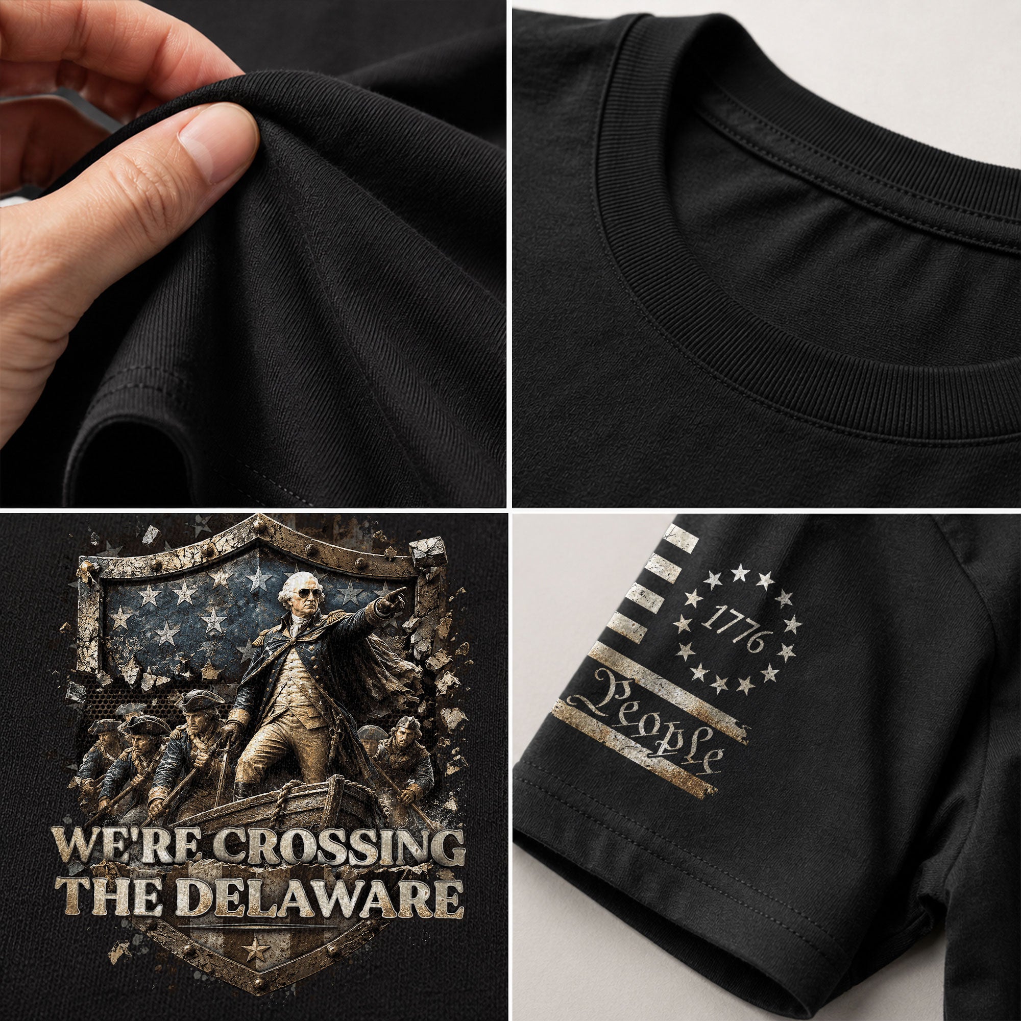 Get In Loser We're Crossing The Delaware T-Shirt George Washington Patriotic Sleeve Tee - Rust Field Wear