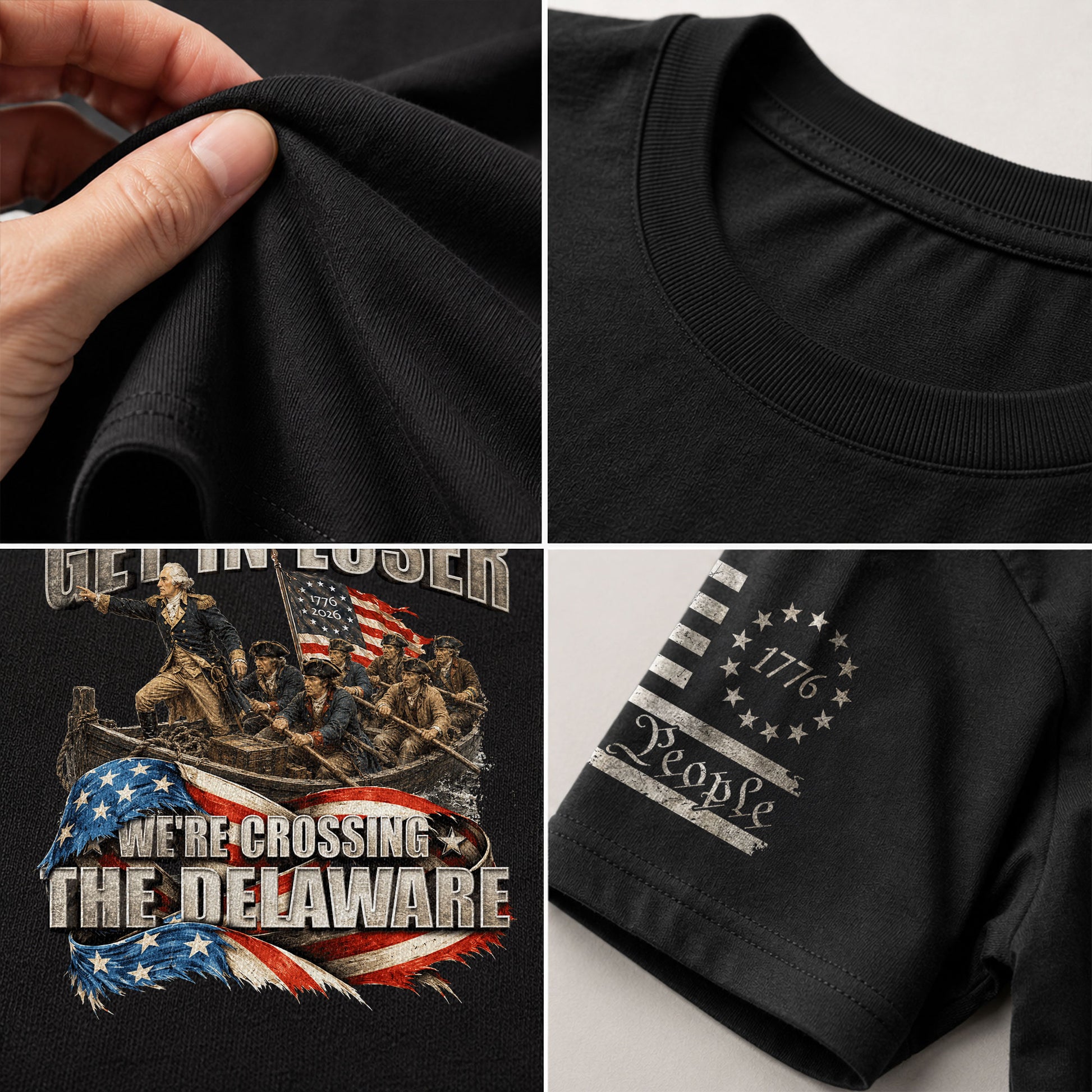 Get In Loser We're Crossing The Delaware T-Shirt George Washington Flag Patriotic Tee - Rust Field Wear