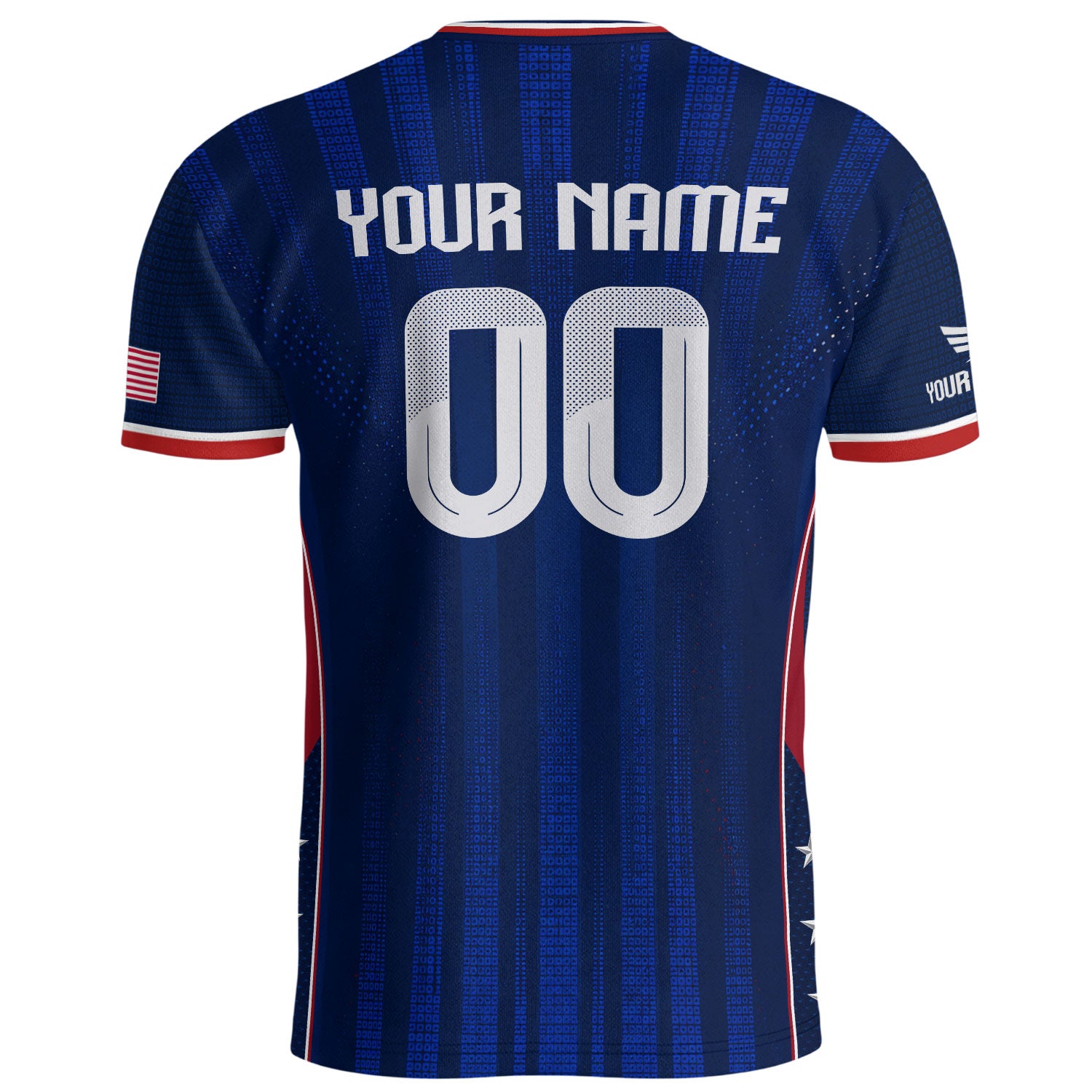 Custom Blue USA Soccer Jersey - Personalized Name & Number Patriotic Sports Shirt