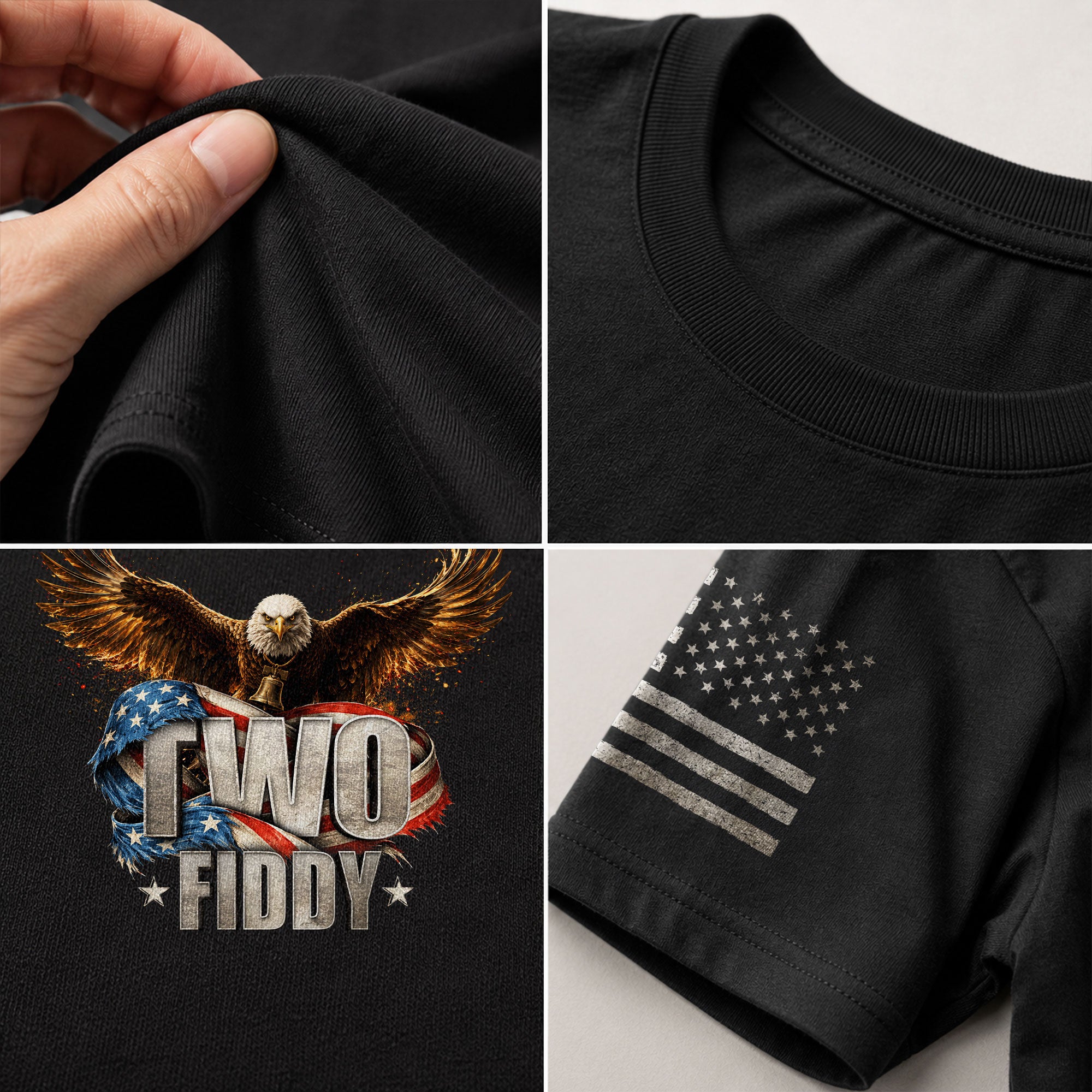 American Pride Graphic T-Shirt - Two Fiddy Eagle Flag Vintage Style Design Cotton Tee - Rust Field Wear