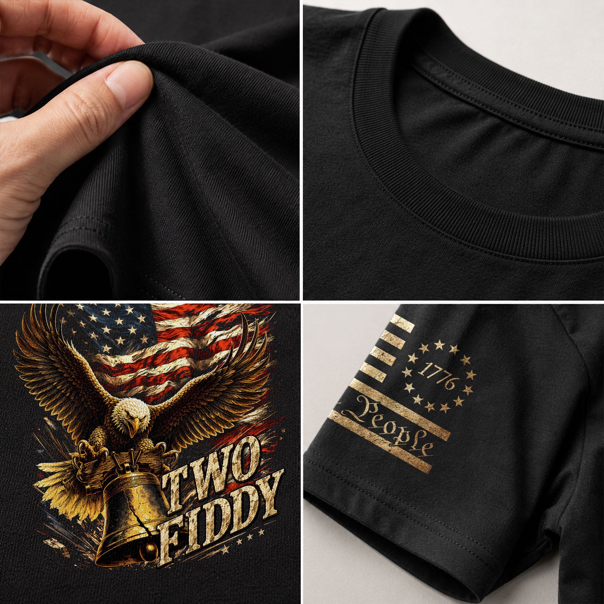 Iconic Patriotic Shirt - Two Fiddy Eagle Liberty Bell American Flag Graphic Design - Rust Field Wear