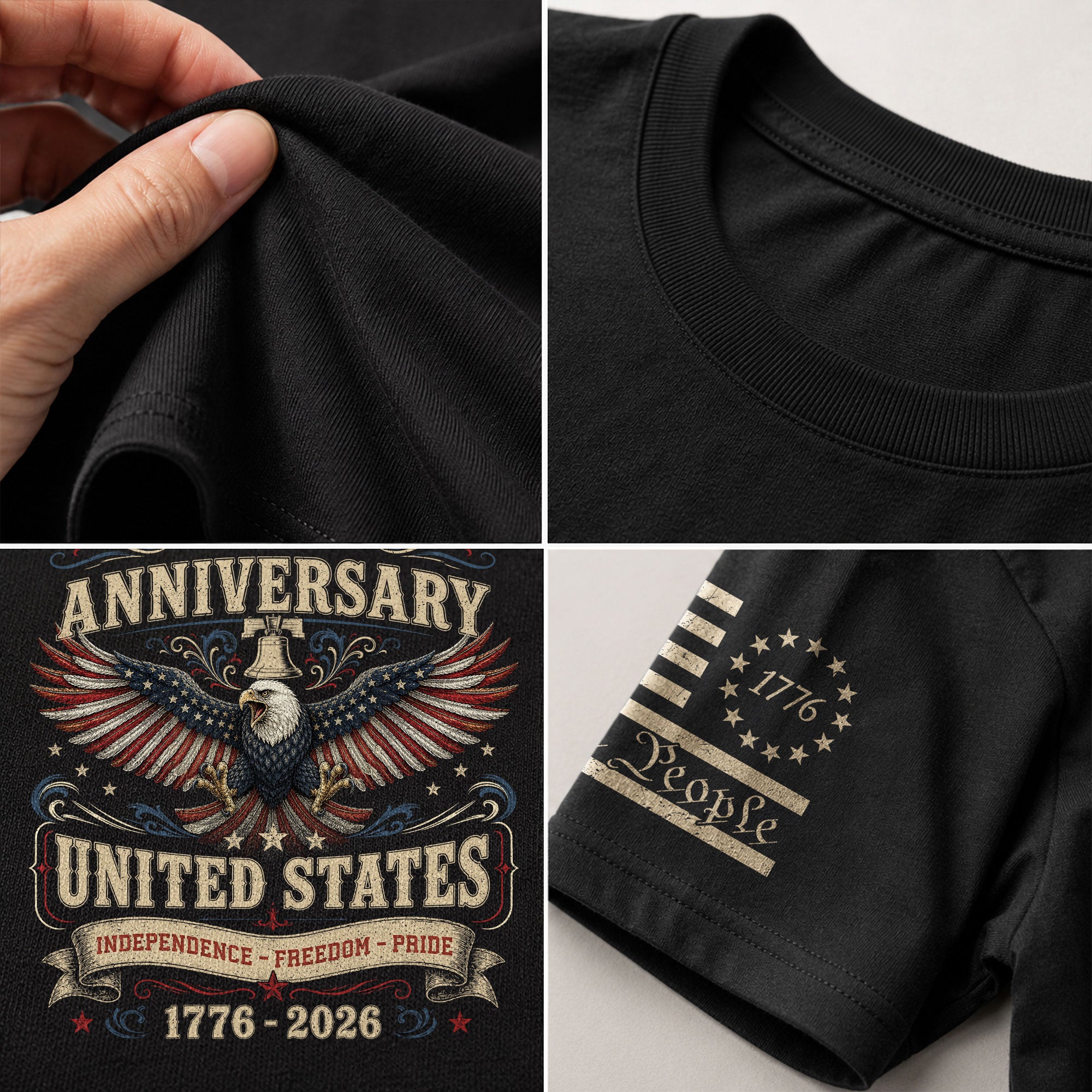 US 250th Anniversary Eagle Shirt 1776-2026 Patriotic Graphic Tee Independence Apparel - Rust Field Wear