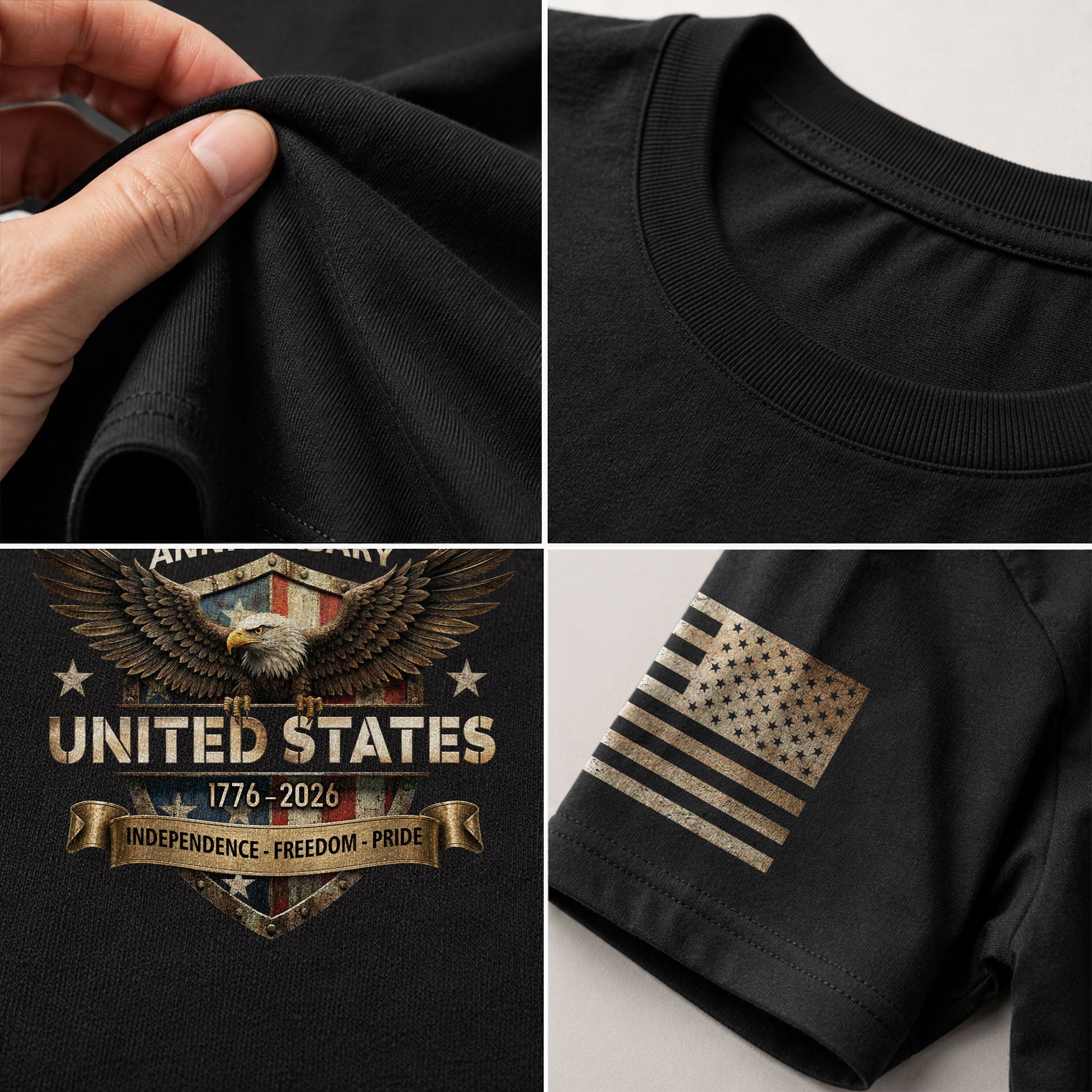 United States Eagle Shield Shirt 250th Anniversary 1776-2026 Patriotic Graphic Tee Apparel - Rust Field Wear