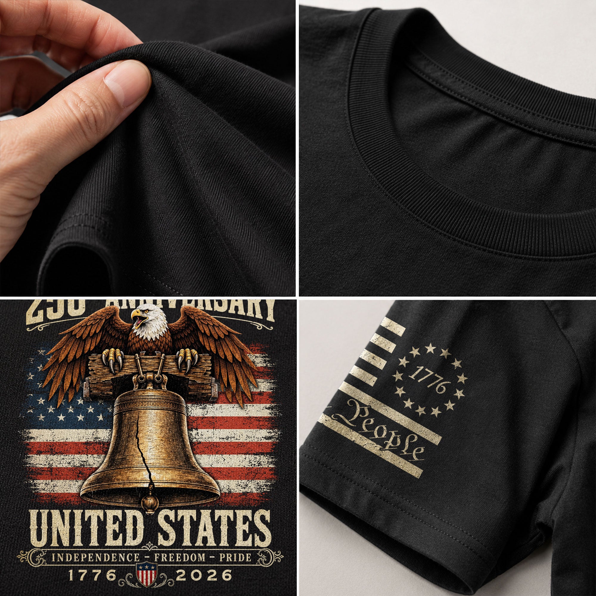 Liberty Bell Eagle Shirt 250th Anniversary 1776-2026 United States Patriotic Graphic Tee - Rust Field Wear