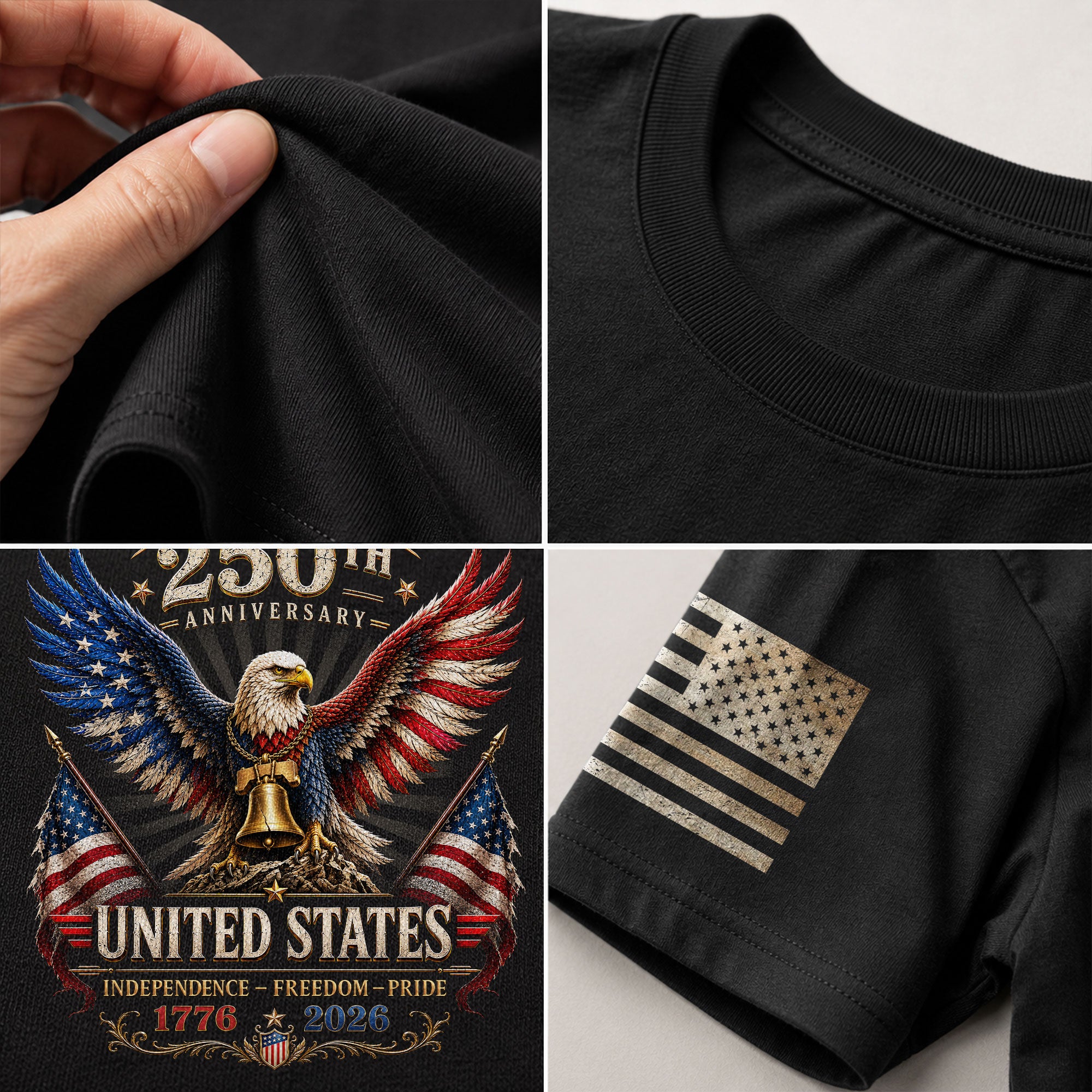 Patriotic Eagle Flag Shirt 250th Anniversary 1776-2026 United States Graphic Tee Apparel - Rust Field Wear