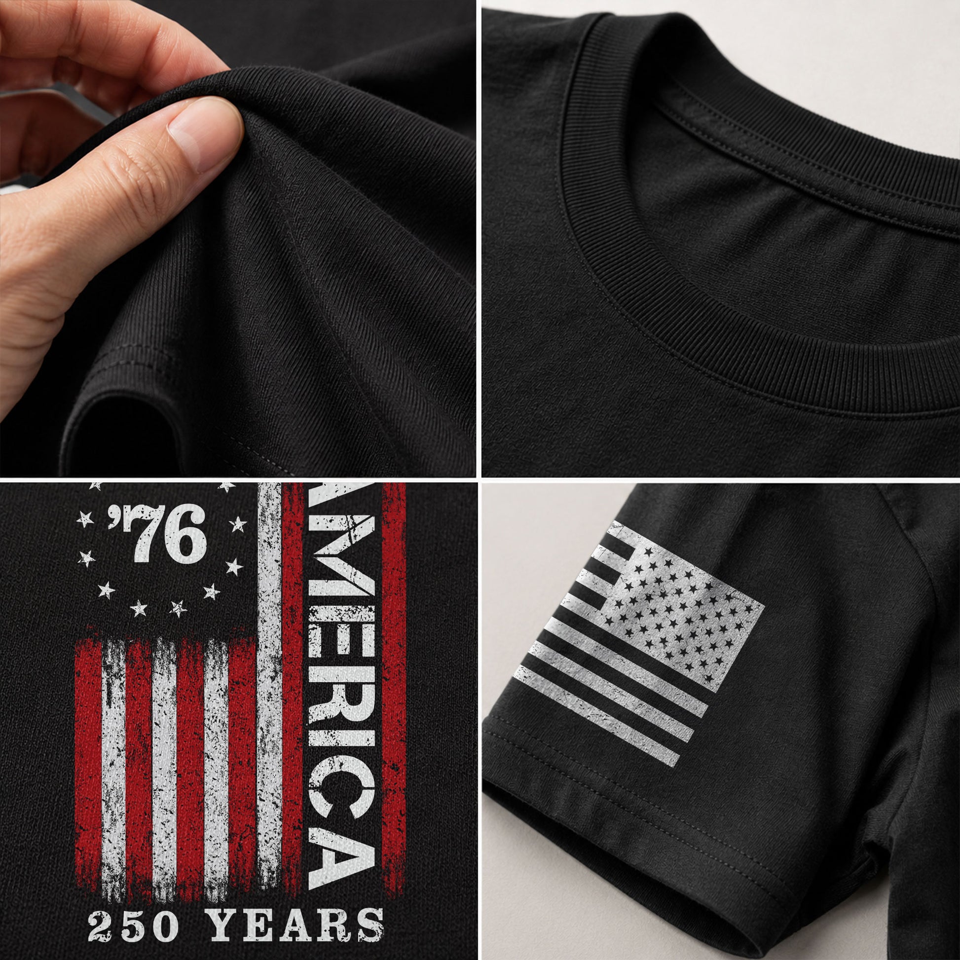 Classic Retro Style American Flag 76 Apparel Patriotic Graphic T-Shirt Holiday Wear - Rust Field Wear
