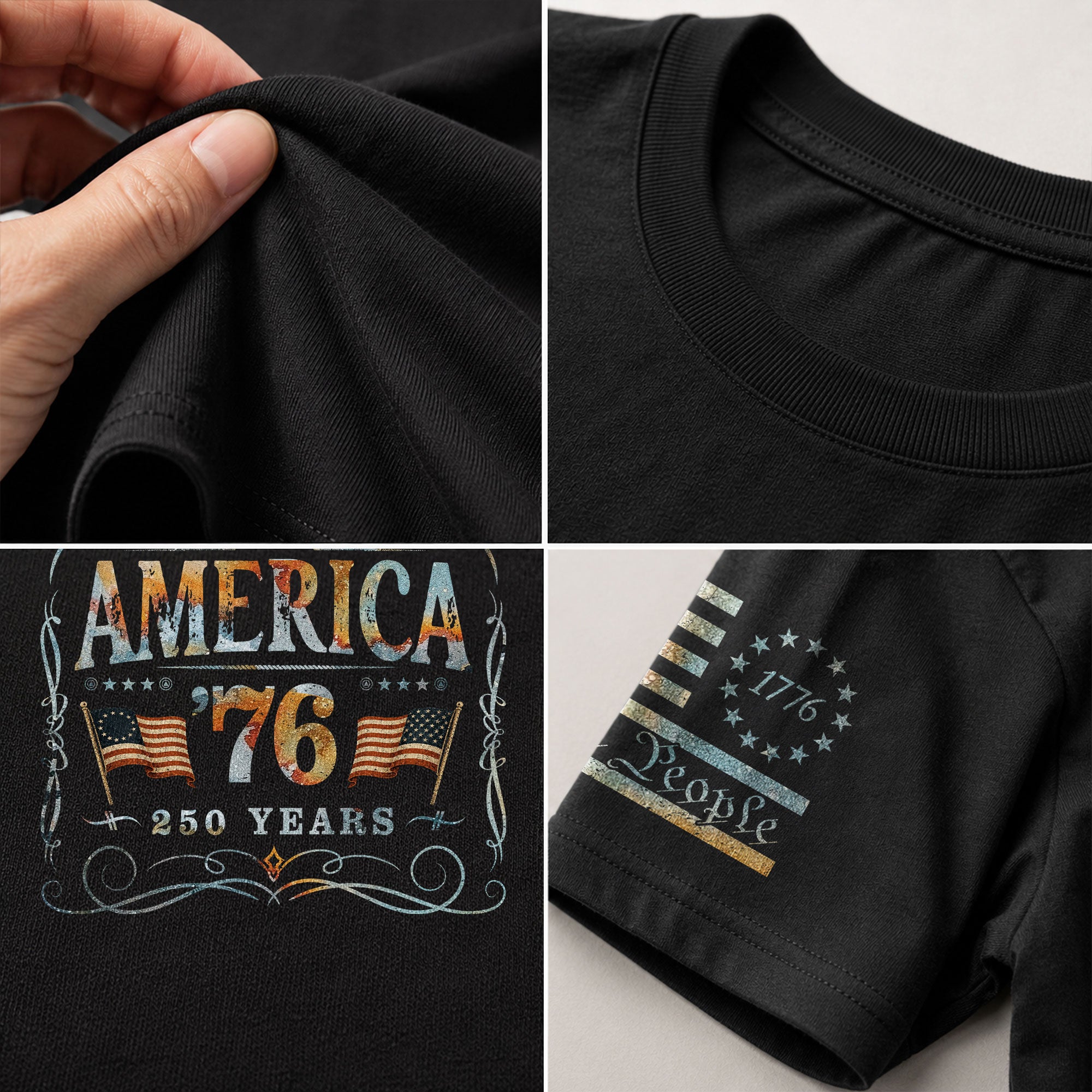 American Pride 76 T-Shirt Vintage Patriotic Graphic Design Casual Birthday Gift - Rust Field Wear