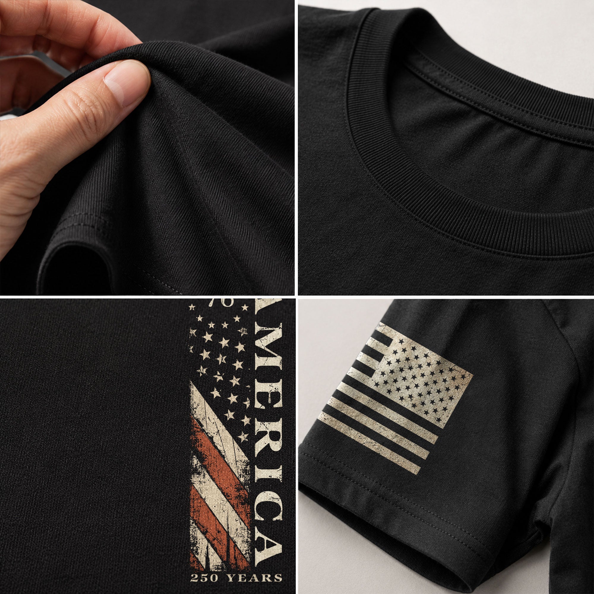 Vertical Flag America 76 T-Shirt Patriotic Vintage Style Graphic Tee Casual Shirt - Rust Field Wear