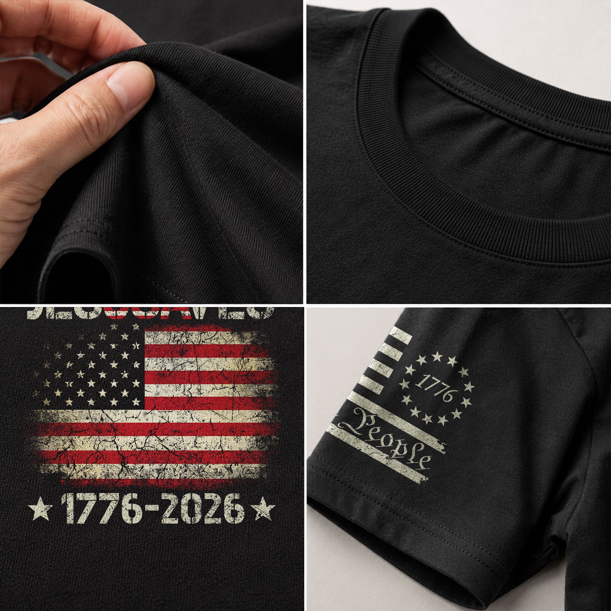 Vintage JESUSAVES USA Flag Shirt 1776 2026 We The People Men Patriotic Cotton Tee - Rust Field Wear