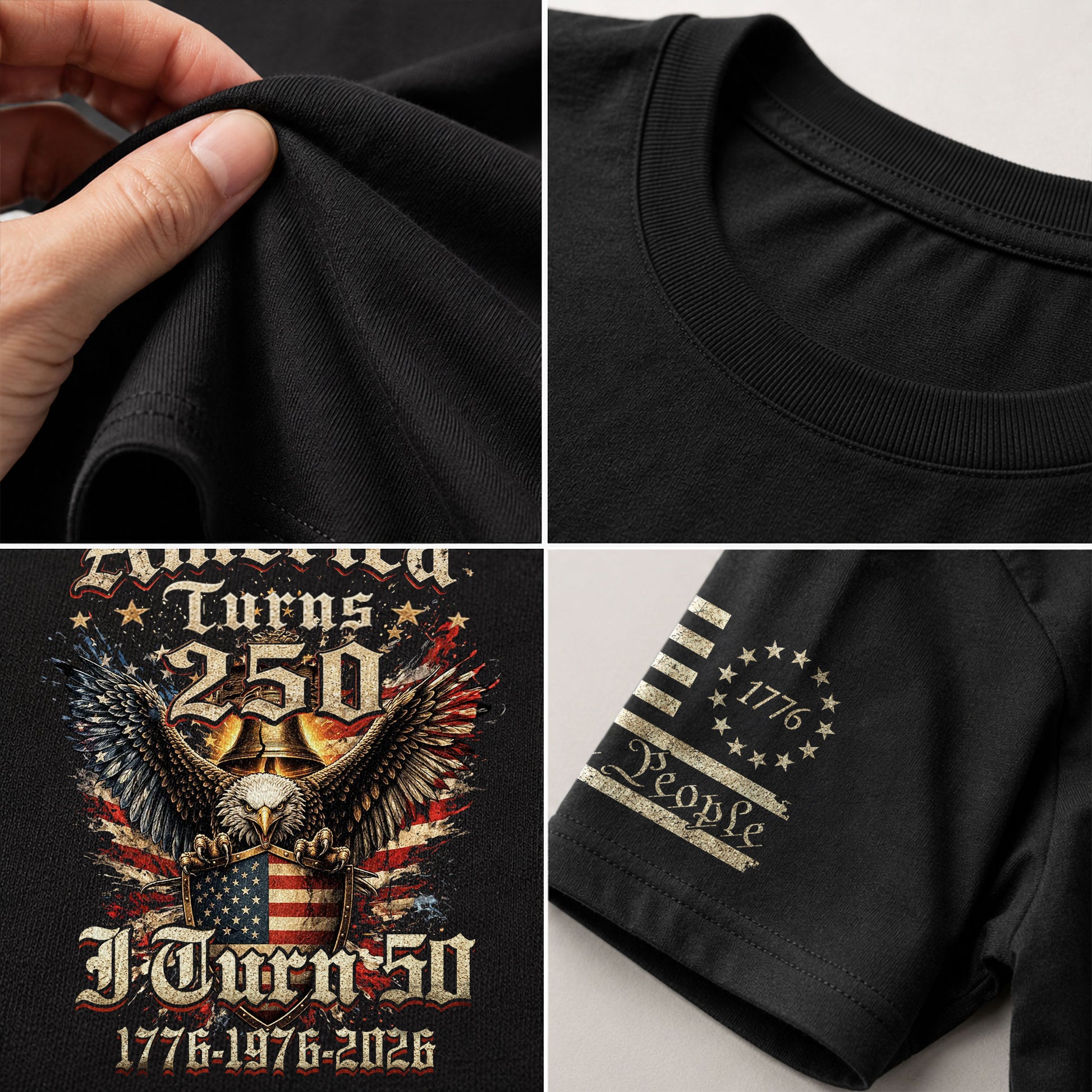 America Turns 250 I Turn 50 Shirt Vintage 1976 Birthday Eagle Patriotic T-Shirt Gift - Rust Field Wear