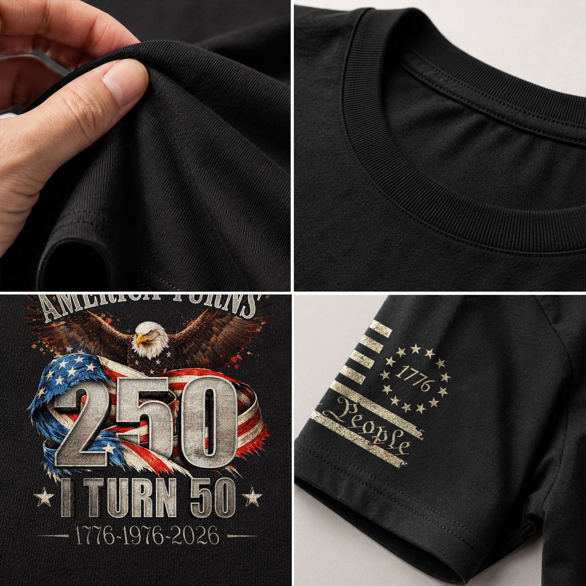 America Turns 250 I Turn 50 Shirt 1976 Vintage 50th Birthday Eagle Patriotic Tee Gift - Rust Field Wear