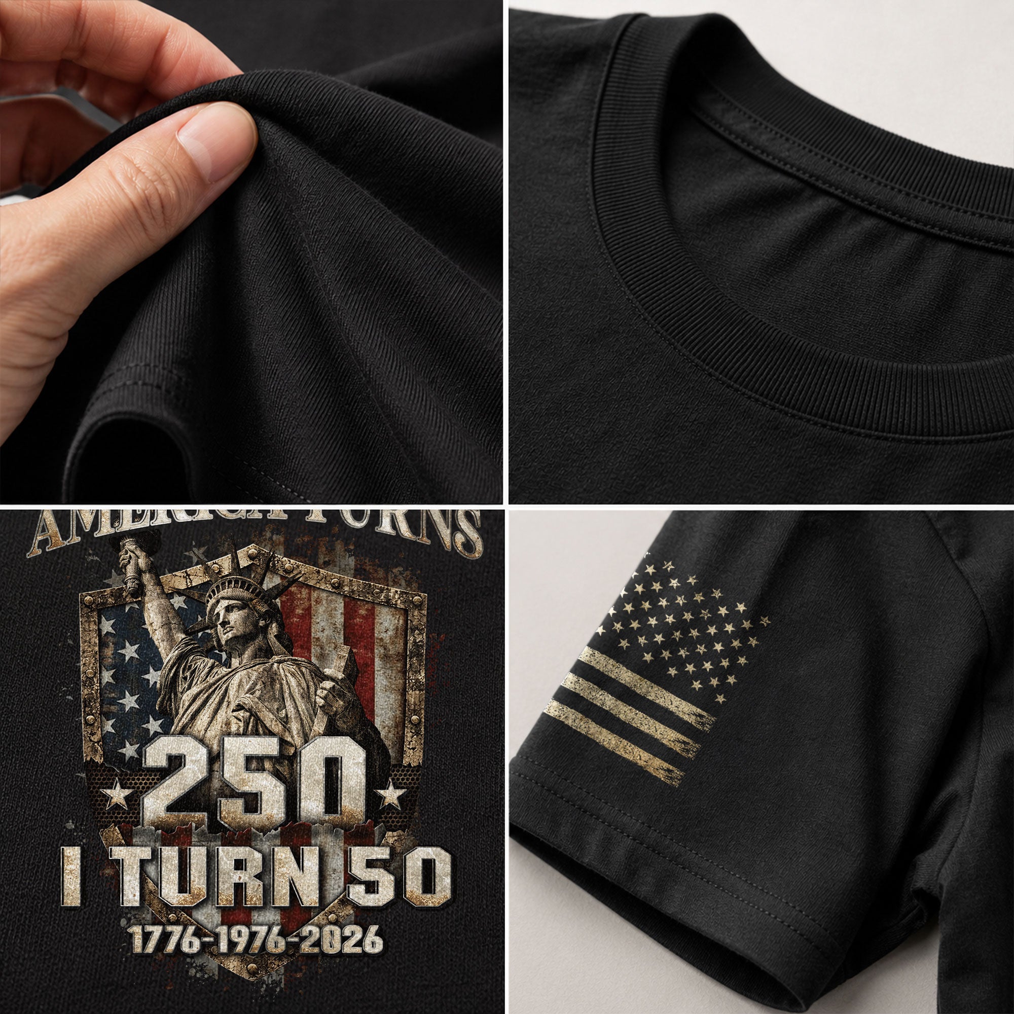 America Turns 250 I Turn 50 Shirt 1976 50th Birthday Statue of Liberty Patriotic Tee - Rust Field Wear