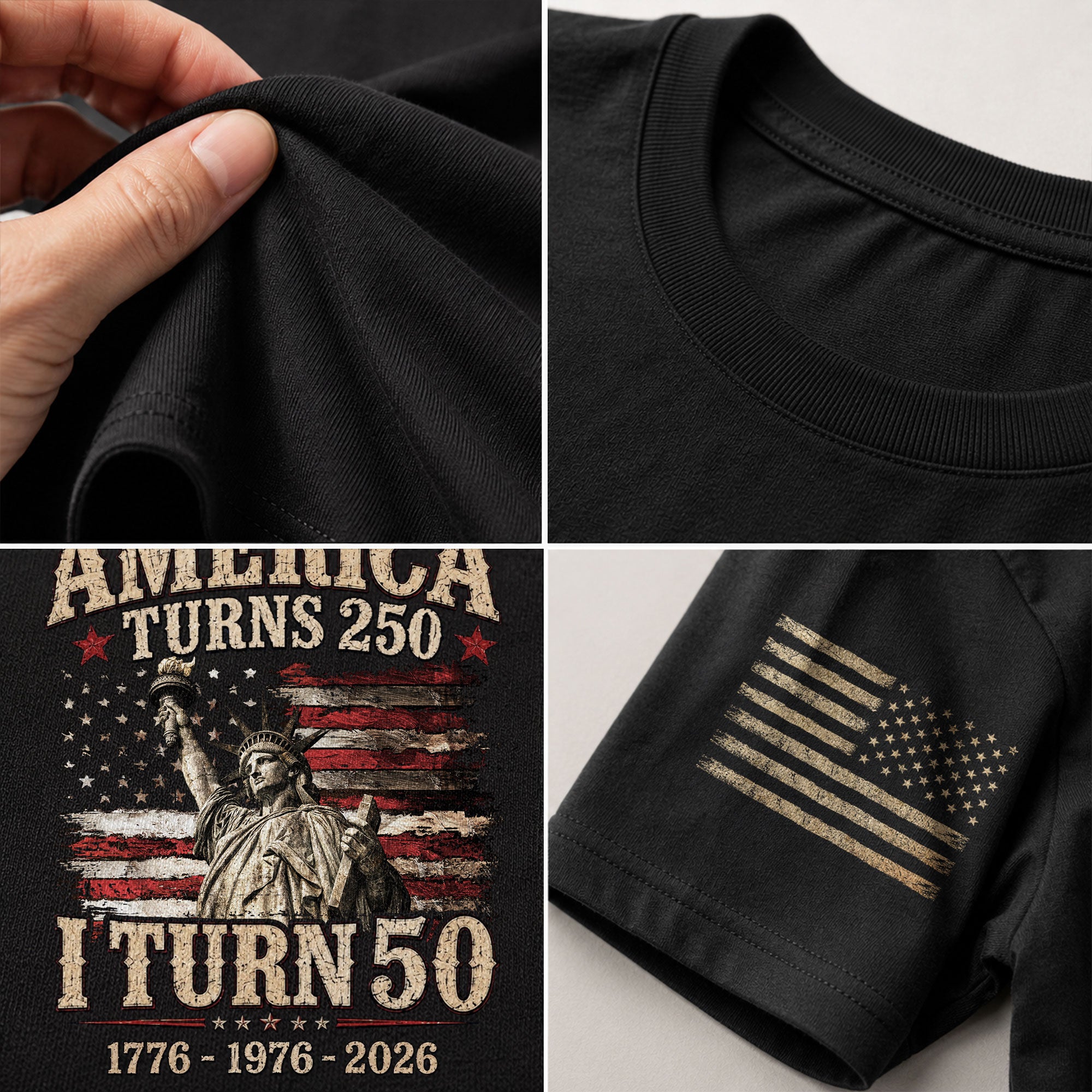Vintage 50th Birthday Shirt Patriotic American Flag Graphic T-Shirt Gift 1976-2026 - Rust Field Wear