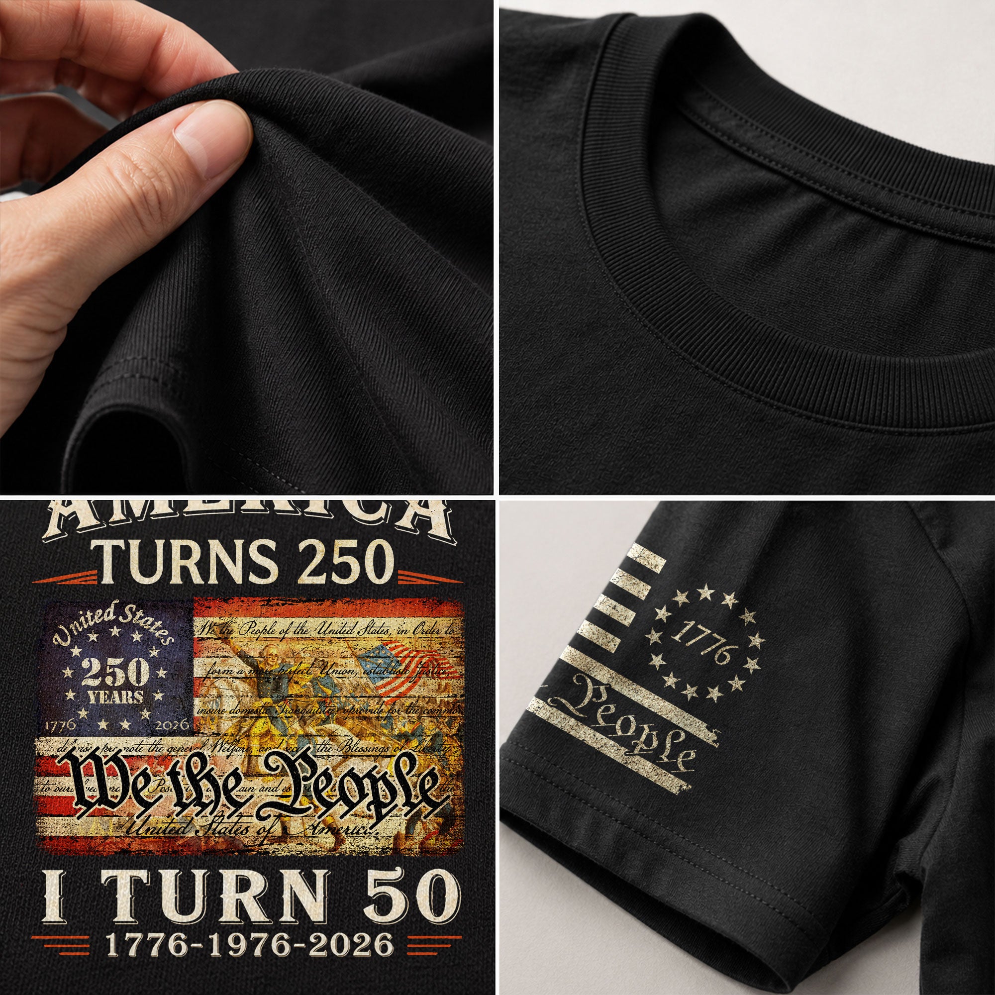 Golden 50th Birthday Shirt Patriotic Historical Art T-Shirt Gift Born in 1976 2026 - Rust Field Wear
