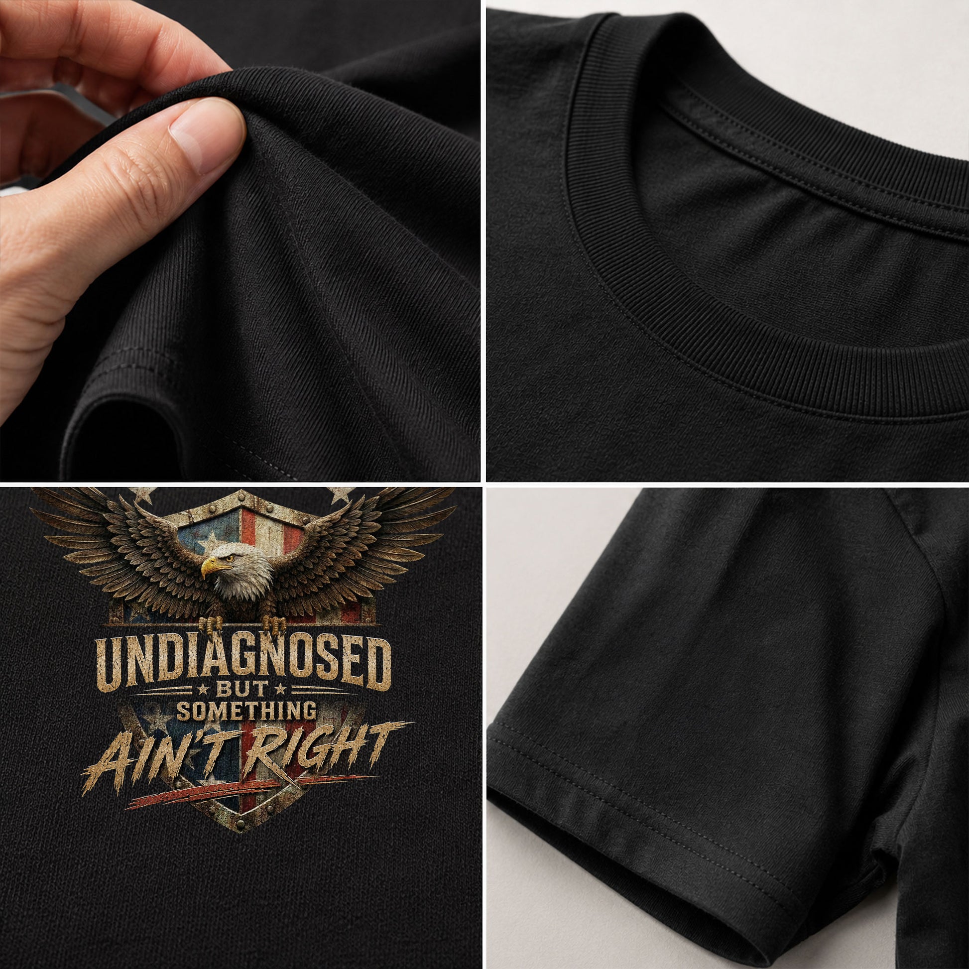 Undiagnosed But Something Ain't Right Tshirt - Patriotic Eagle Chronic Illness Tee - Rust Field Wear