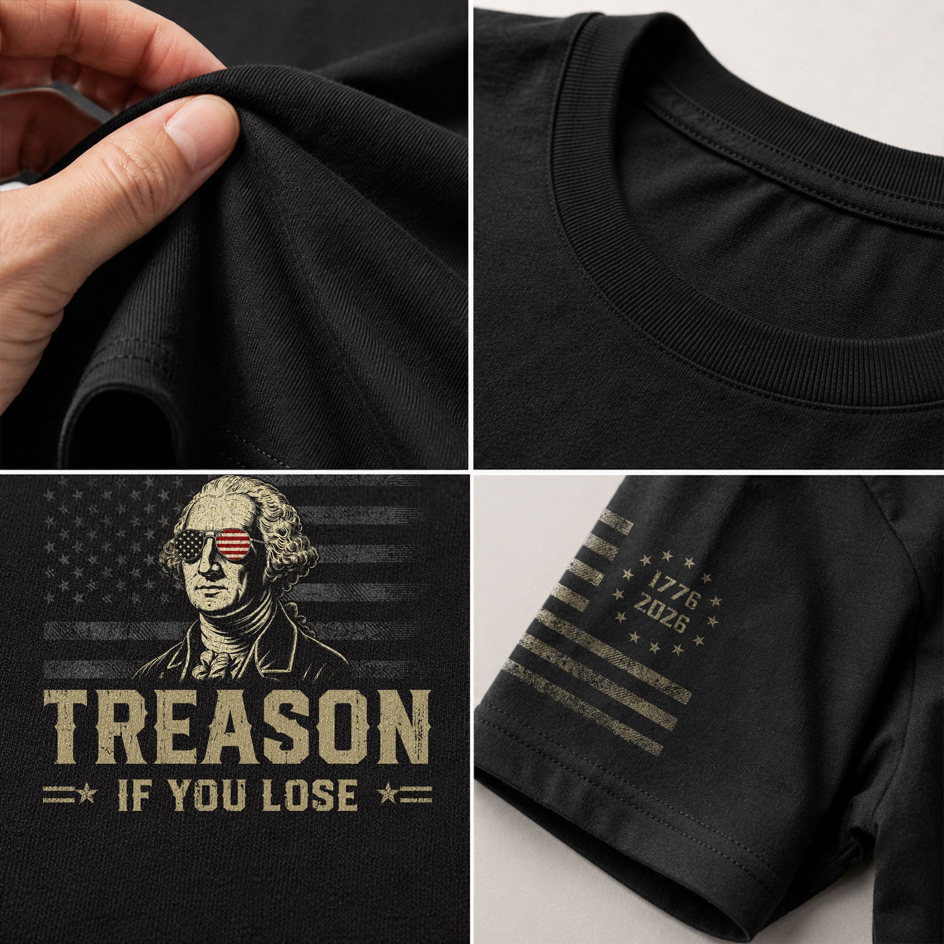 It's Only Treason If You Lose Shirt George Washington Patriotic American Flag 2D Tee - Rust Field Wear