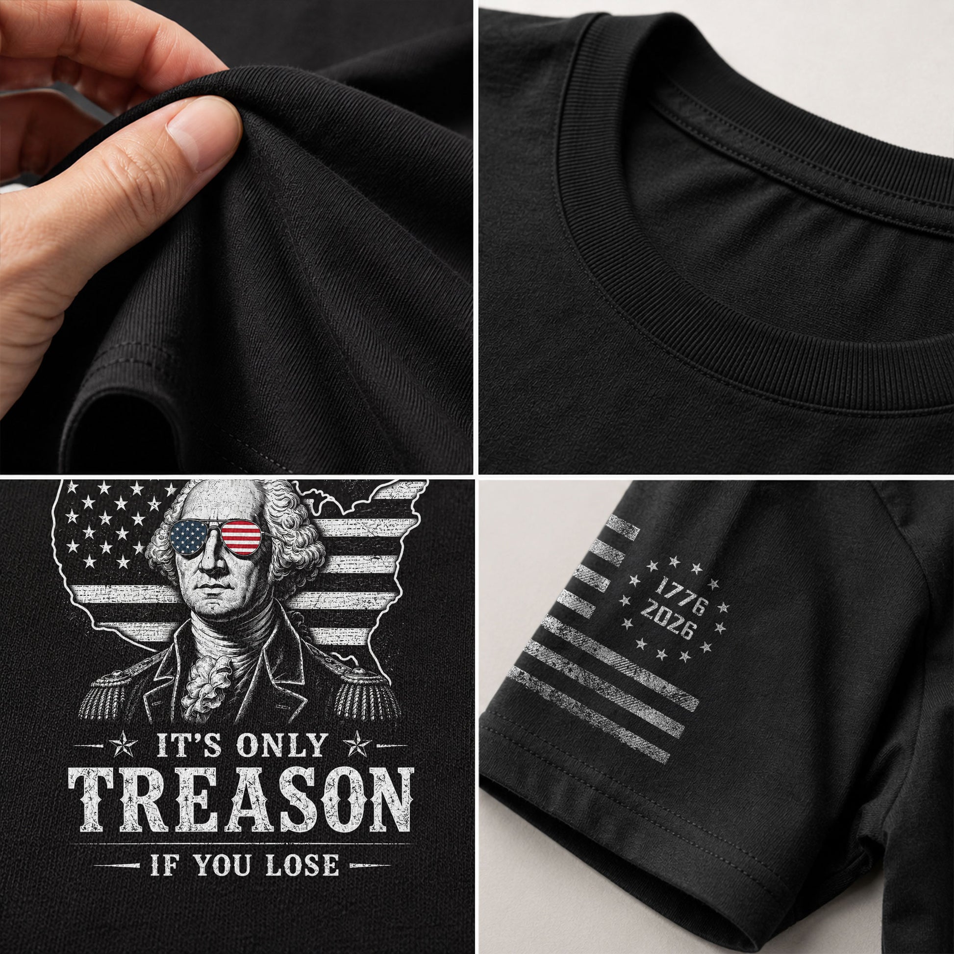 It's Only Treason If You Lose Shirt George Washington USA Map Patriotic 2D Graphic Tee - Rust Field Wear
