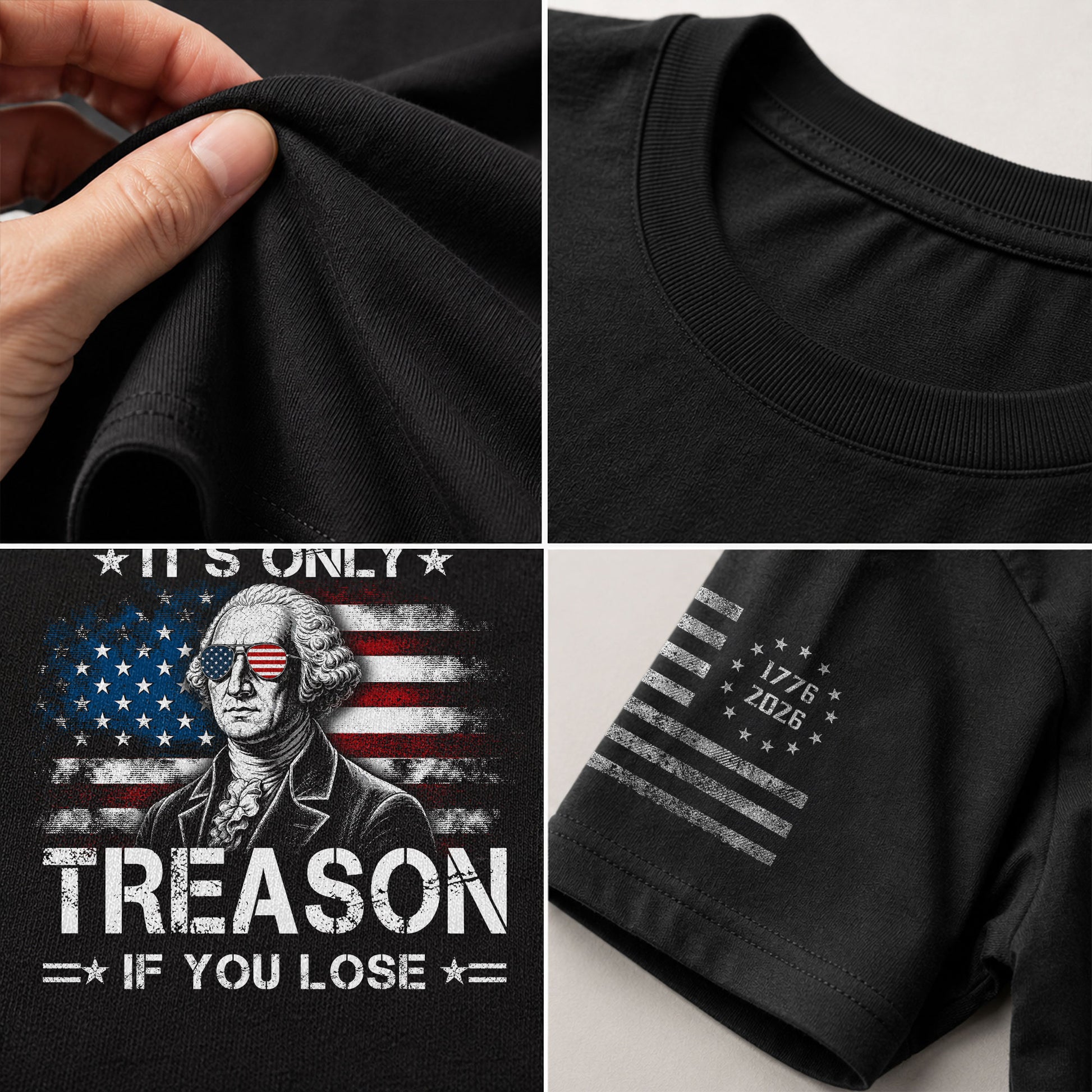 It's Only Treason If You Lose Shirt George Washington Patriotic Flag 2D Graphic Tee - Rust Field Wear