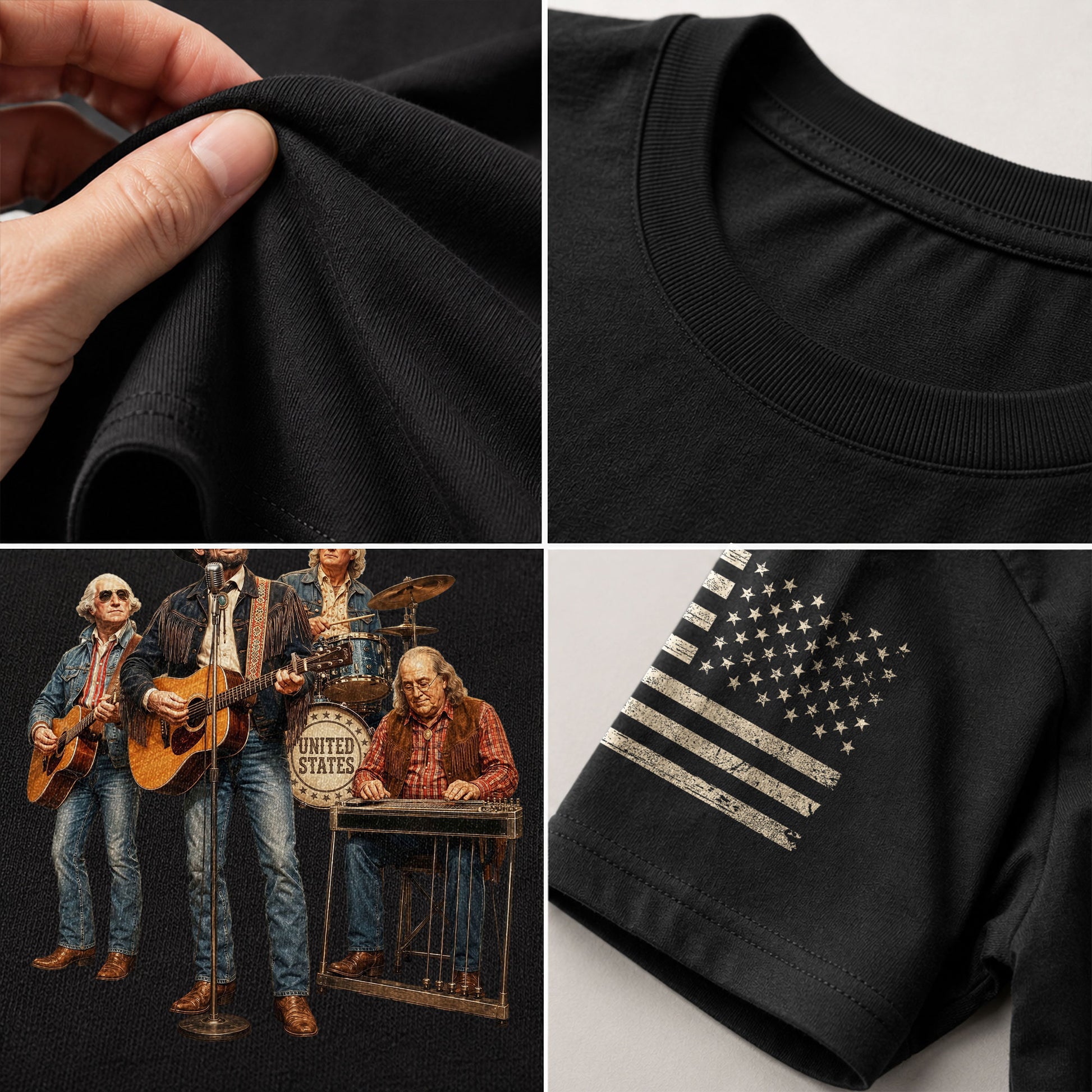 Abraham Lincoln Country Band T-Shirt - Patriotic Vintage Graphic Style Apparel - Rust Field Wear