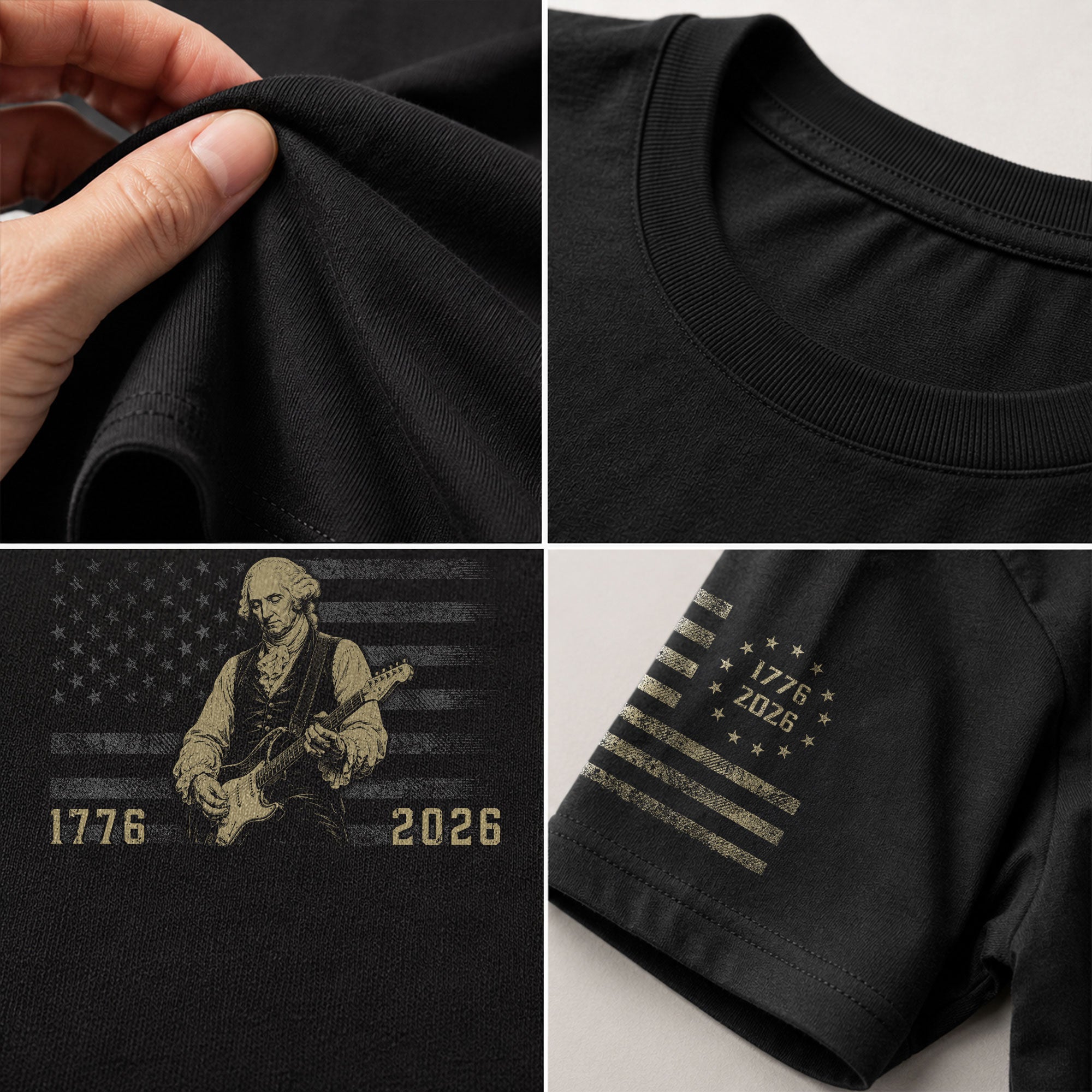 America's 250th George Washington Playing Guitar Patriotic Flag 1776-2026 Shirt - Rust Field Wear
