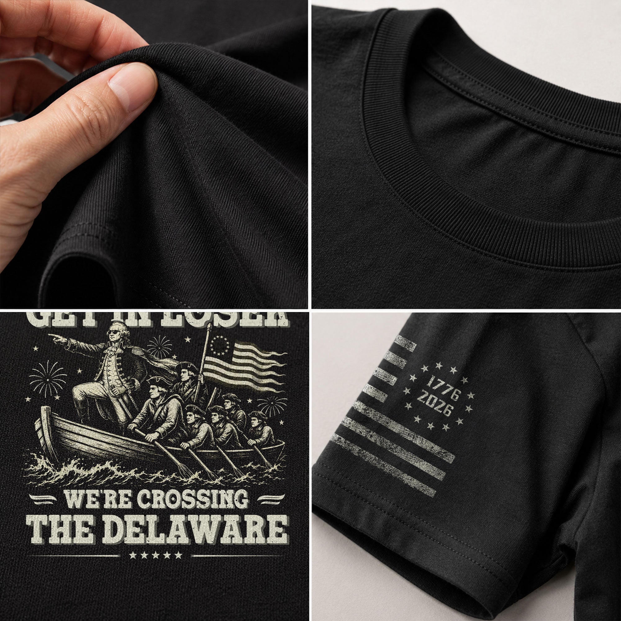 Get In Loser We're Crossing The Delaware Graphic Tee - Patriotic Washington History Shirt - Rust Field Wear