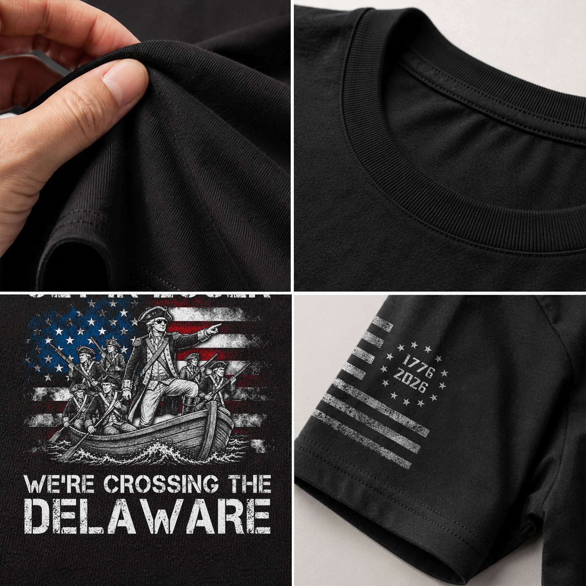 Washington Crossing The Delaware Graphic Tee - Get In Loser Patriotic History Shirt - Rust Field Wear