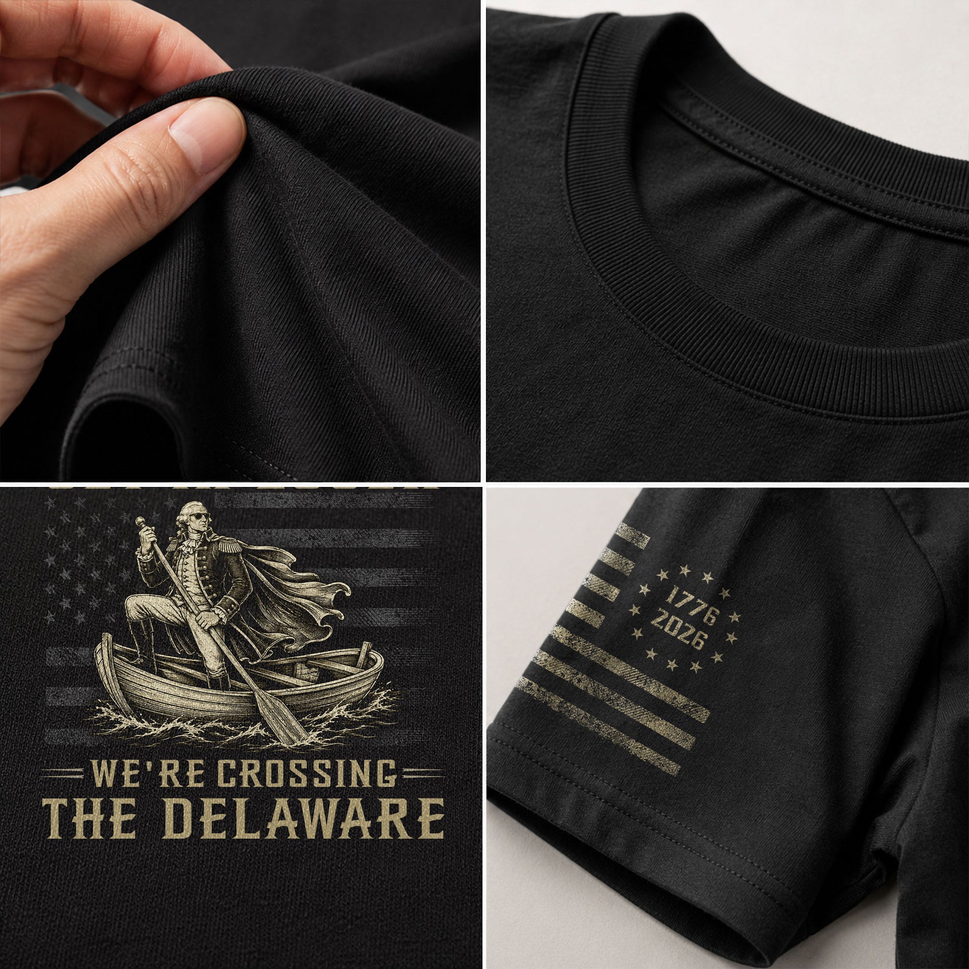 Patriotic Delaware River Crossing Tee - Get In Loser Washington Graphic Men's Shirt - Rust Field Wear