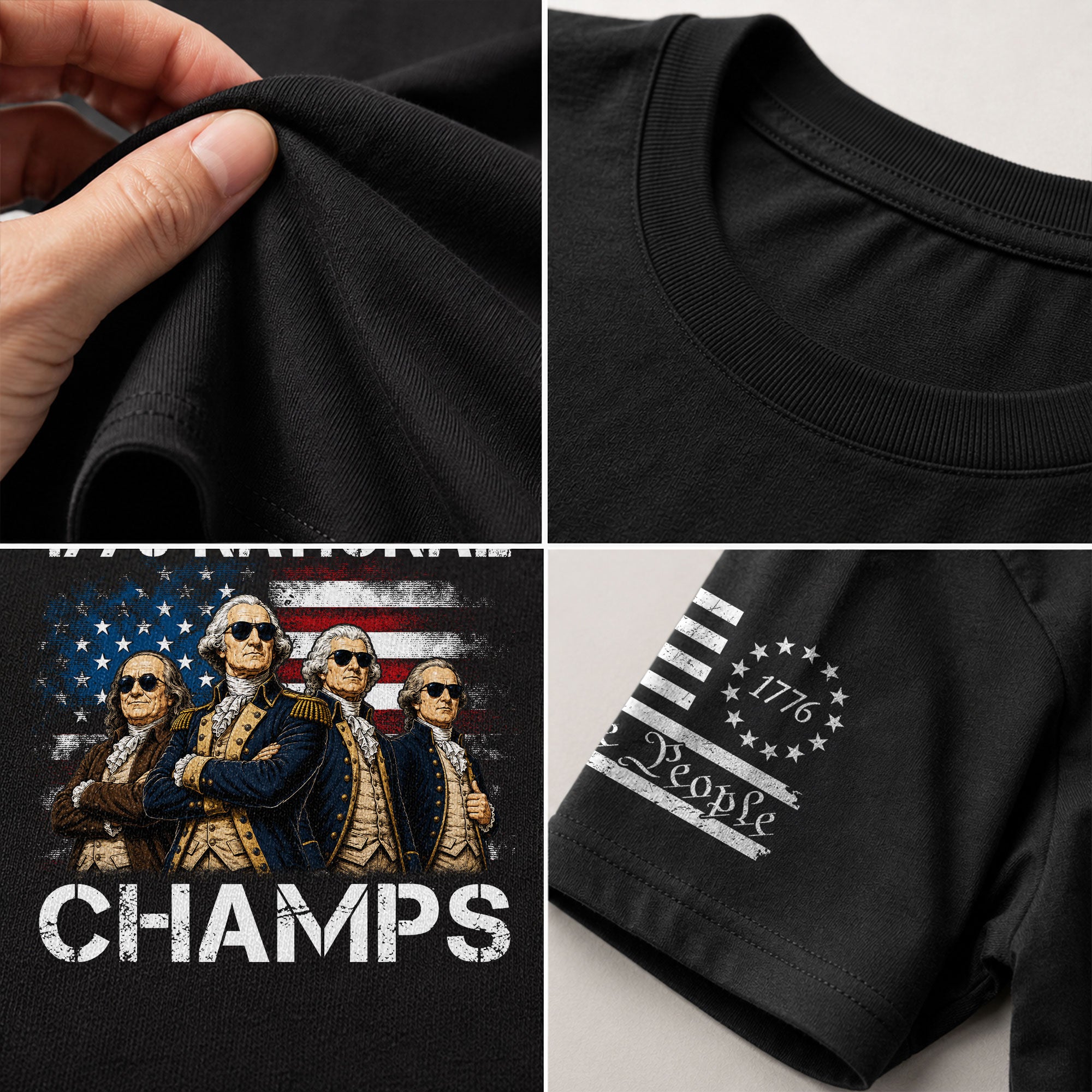 1776 National Champs T-Shirt - Patriotic Founding Fathers Graphic Tee for Men & Women - Rust Field Wear