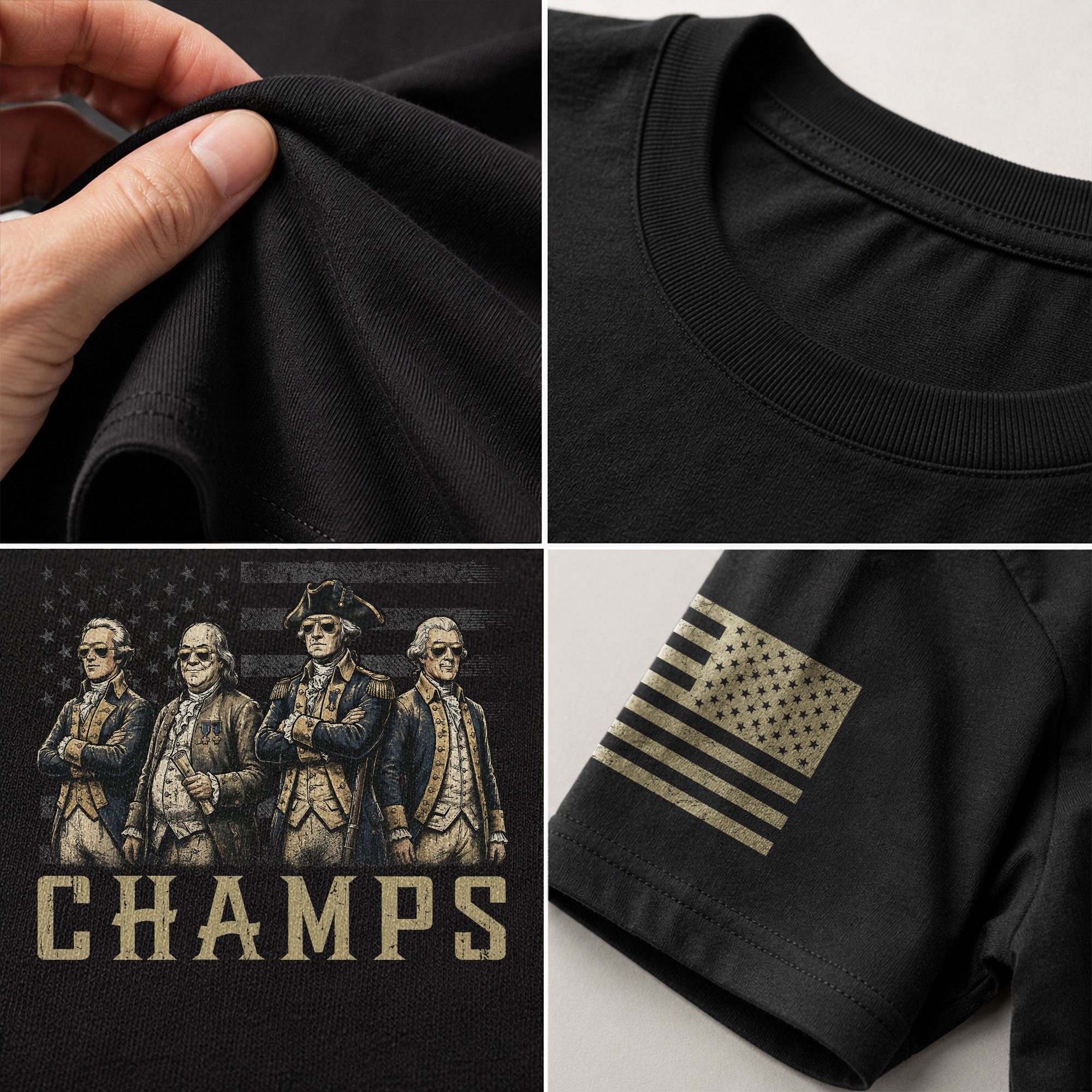 1776 National Champs T-Shirt - Unique Founding Fathers Patriotic History Graphic Tee - Rust Field Wear