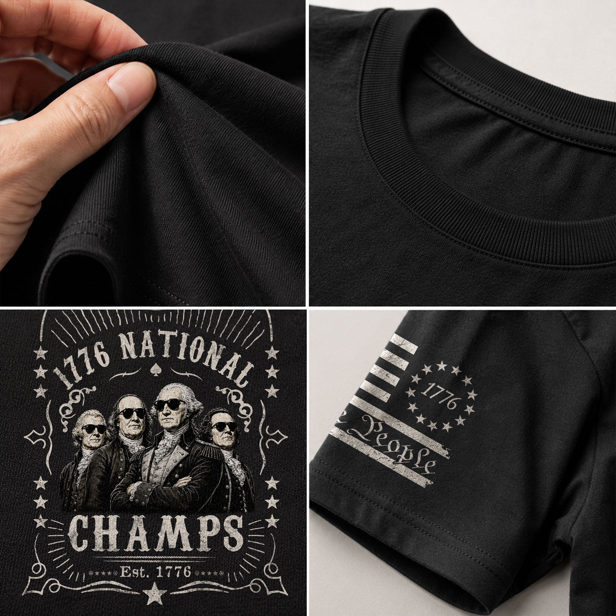 1776 National Champs T-Shirt – Vintage Founding Fathers Graphic Tee for Patriotic Style - Rust Field Wear