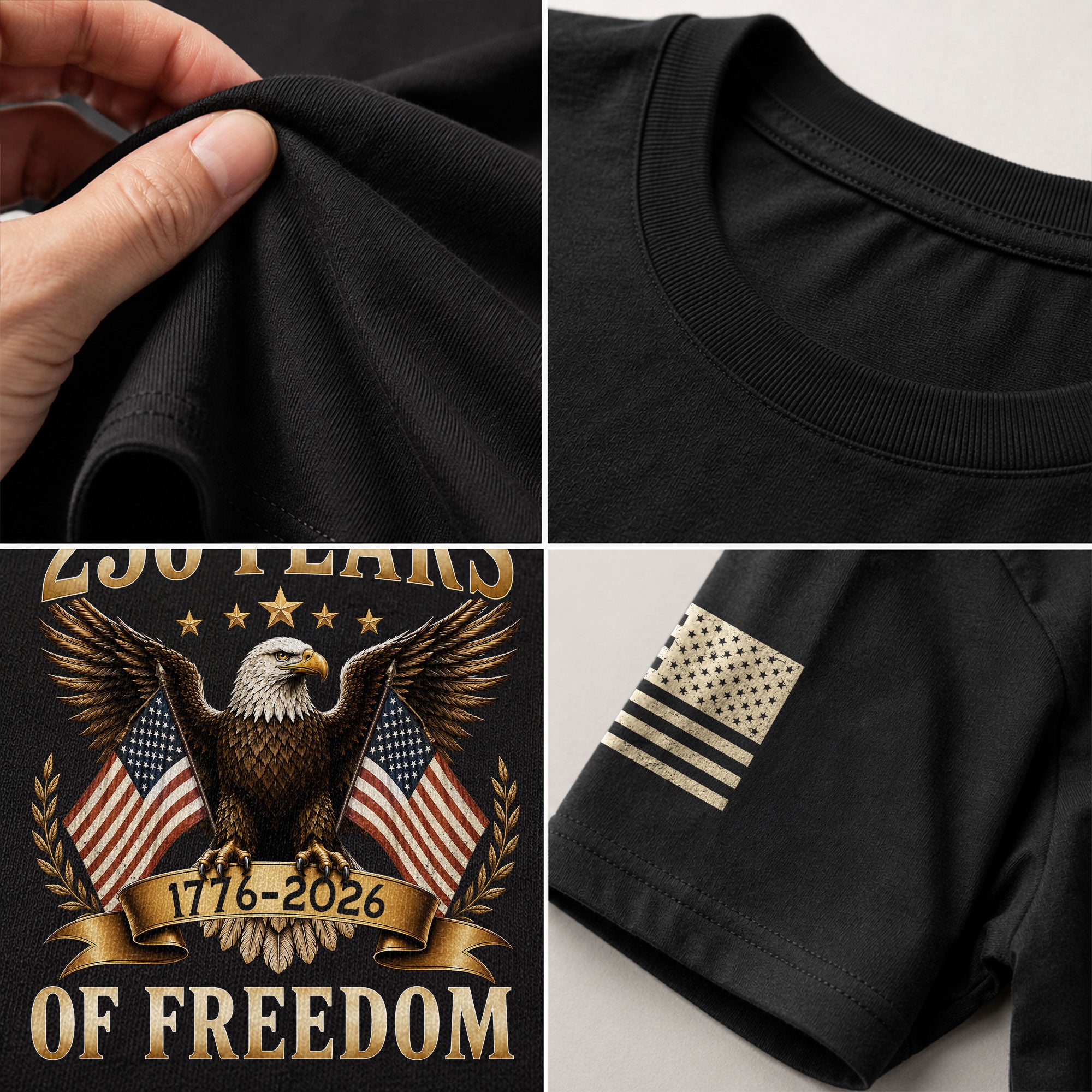 250 Years Of Freedom Graphic Tee - Classic Patriotic Eagle American Flag Cotton Shirt - Rust Field Wear